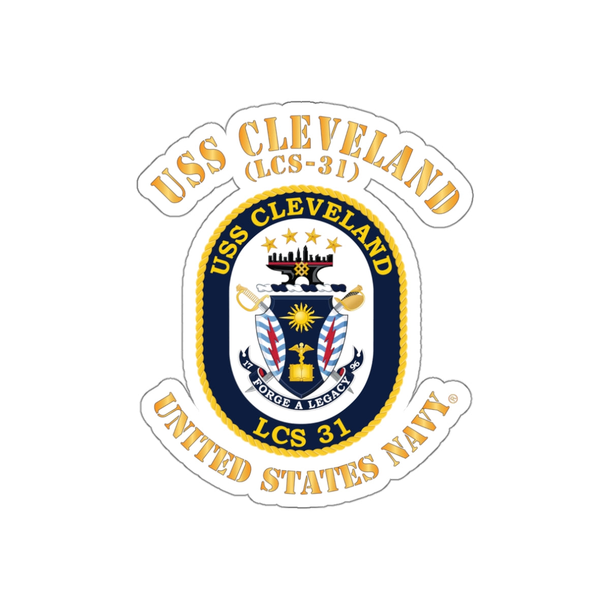 Die-Cut Vinyl Sticker - Navy - USS Cleveland (LCS-31)