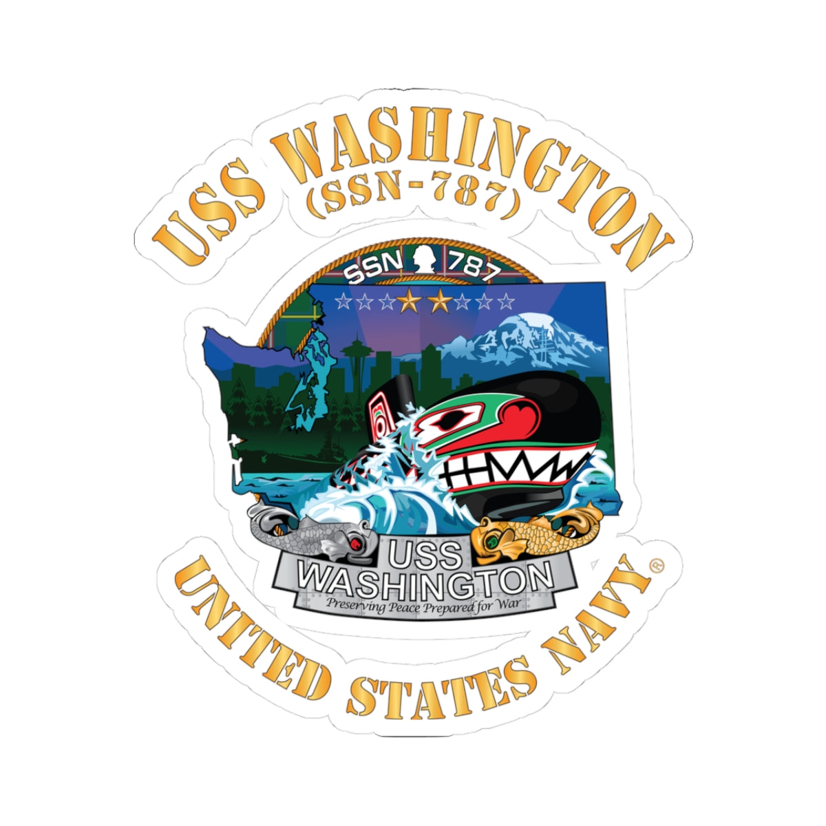 Kiss-Cut Stickers - Navy - USS Washington (SSN-787) X 300