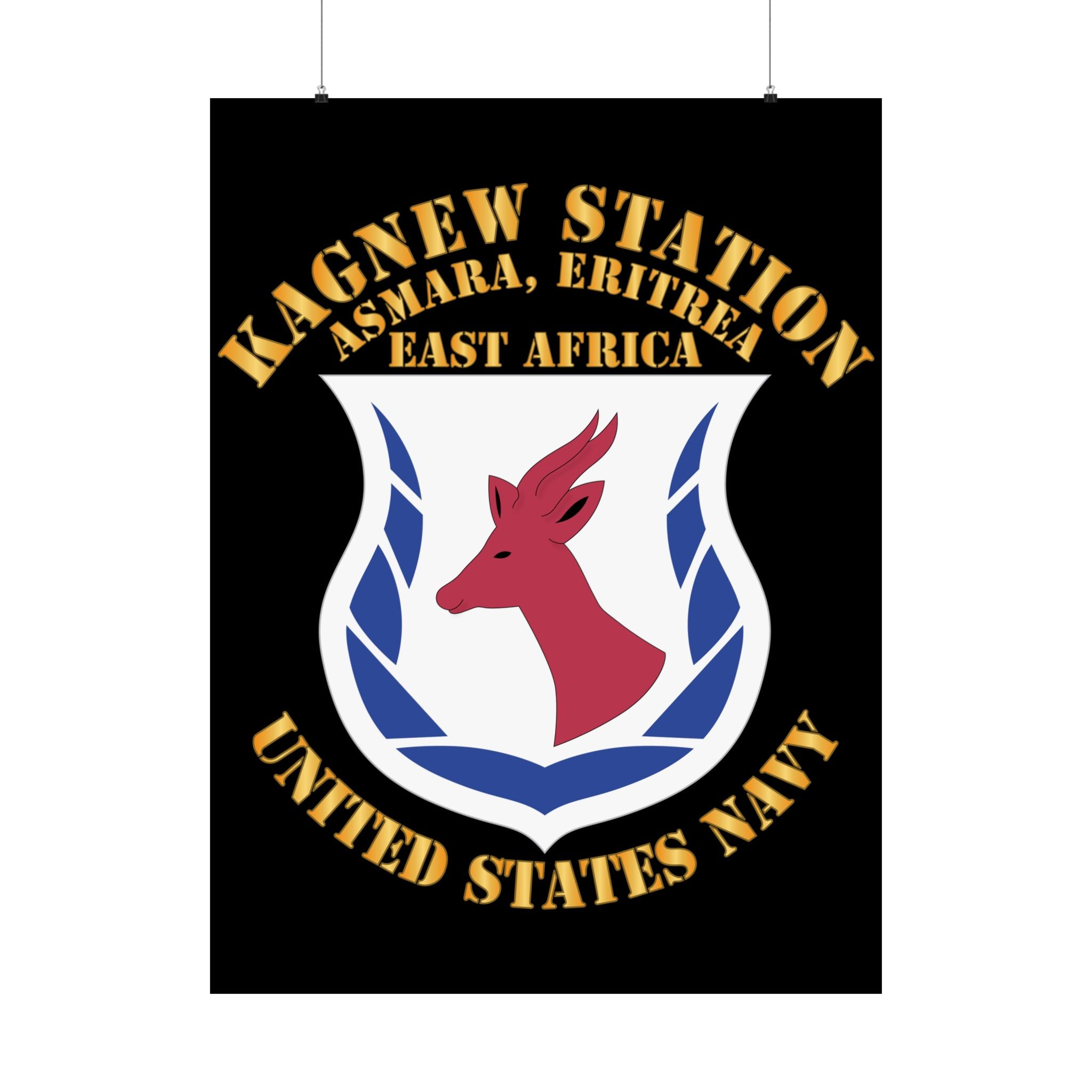 Kagnew Station Asmara Eritrea Navy Emblem Poster — Matte Vertical Wall Art