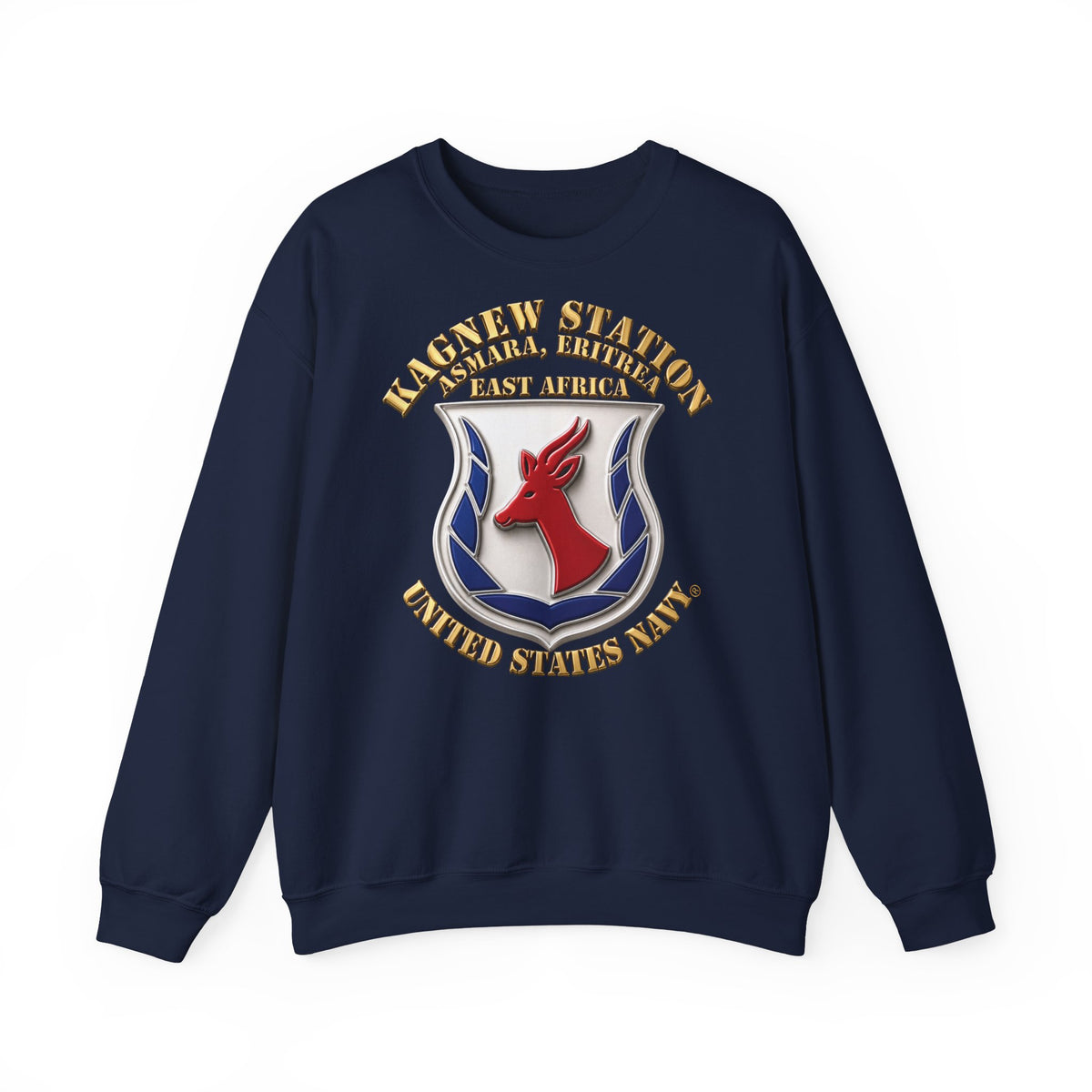 Unisex Heavy Blend™ Crewneck Sweatshirt - Navy - Kagnew Station - Asmara, Eritrea - East Africa - 3D X 300