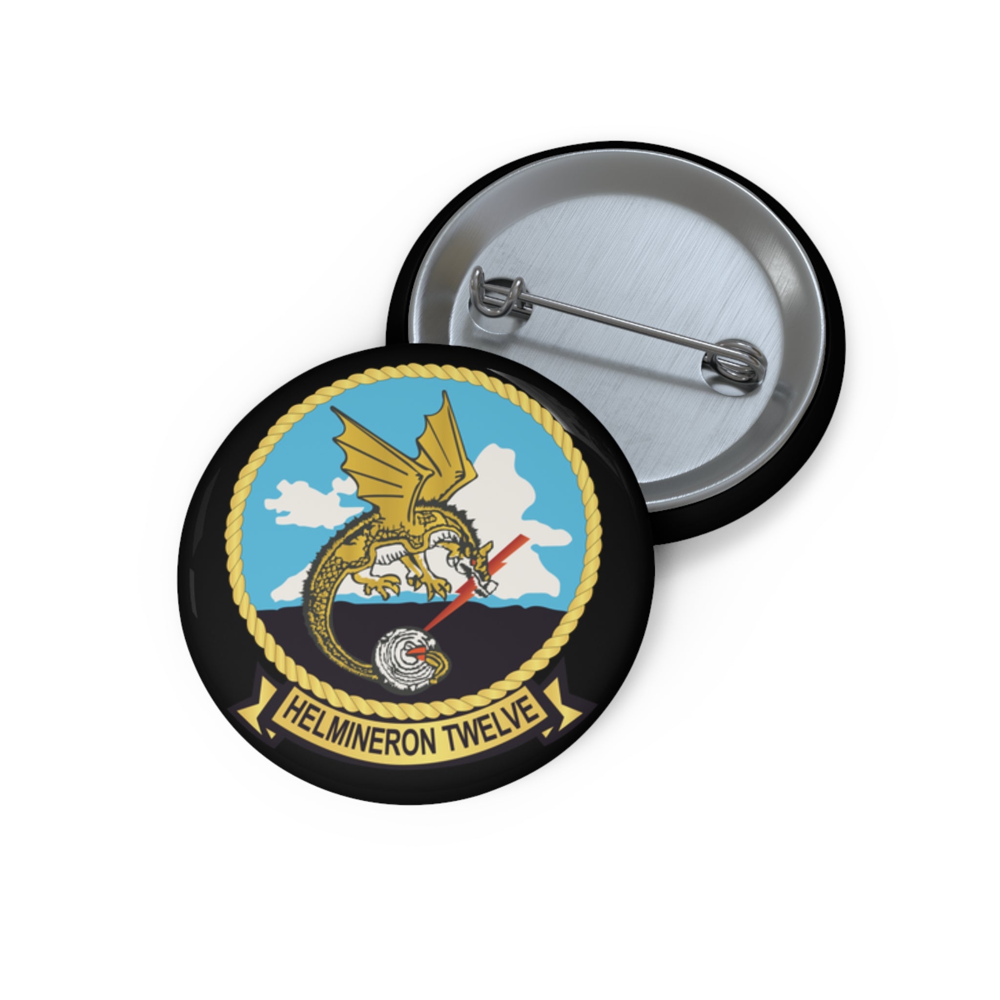 Custom Pin Button - Navy - Helmineron Twelve (HM-12) wo Txt
