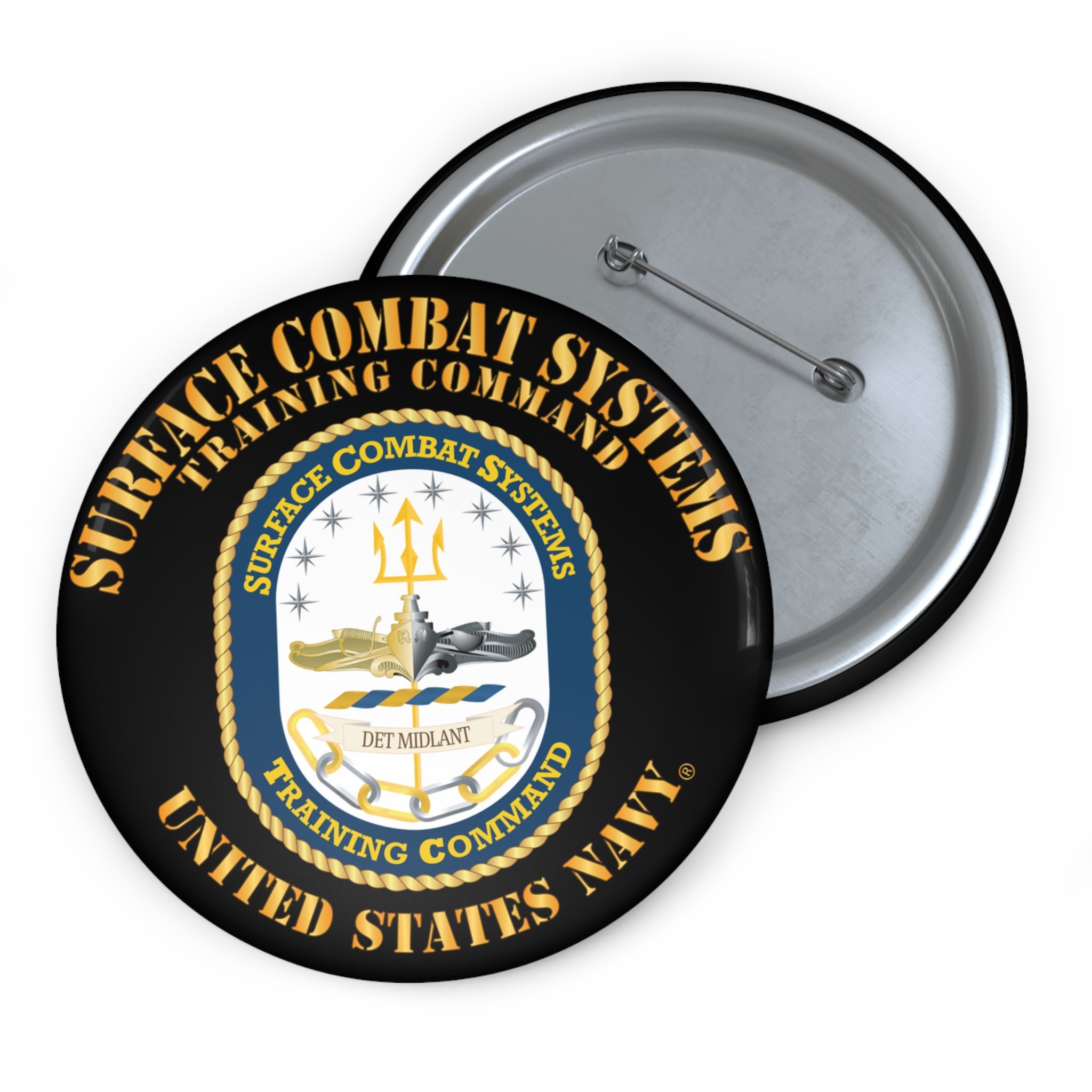 Custom Pin Button - Navy - Surface Combat Systems Training Command - DET MIDLANT