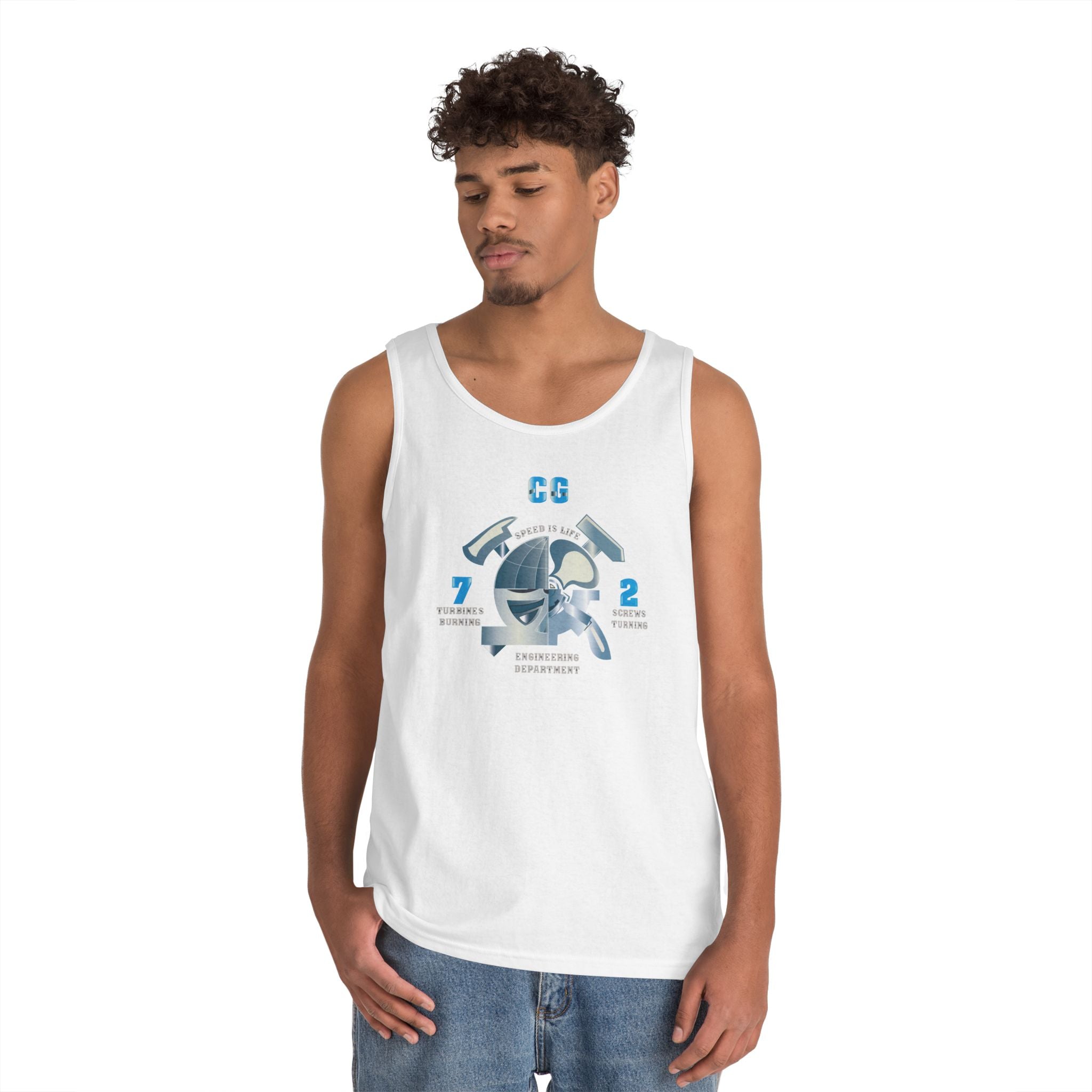 Unisex Heavy Cotton Tank Top - Navy - Destroyer Squadron 23 (DESRON-23) wo Txt