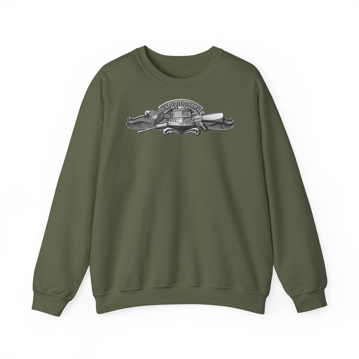 Unisex Heavy Blend™ Crewneck Sweatshirt - Navy - Badge - Expeditionary Warfare (EXW) wo txt - Officer - 3D - Enhanced