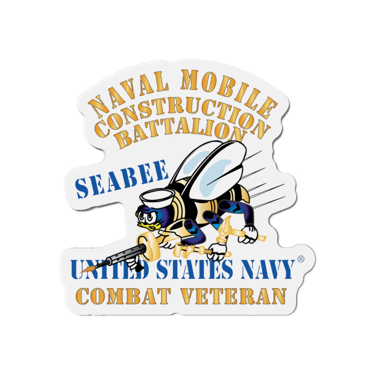 Die-Cut Magnet - Navy - Seabee - Combat Veteran