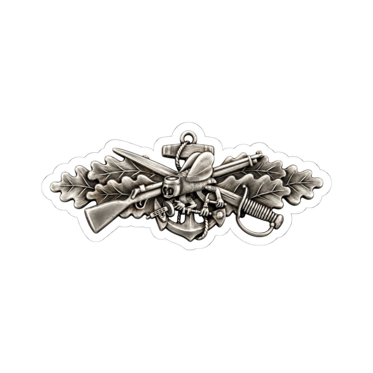 Kiss-Cut Stickers - Navy - Badge - Seabee combat warfare specialist wo txt - Enlisted - 3D - Enhanced