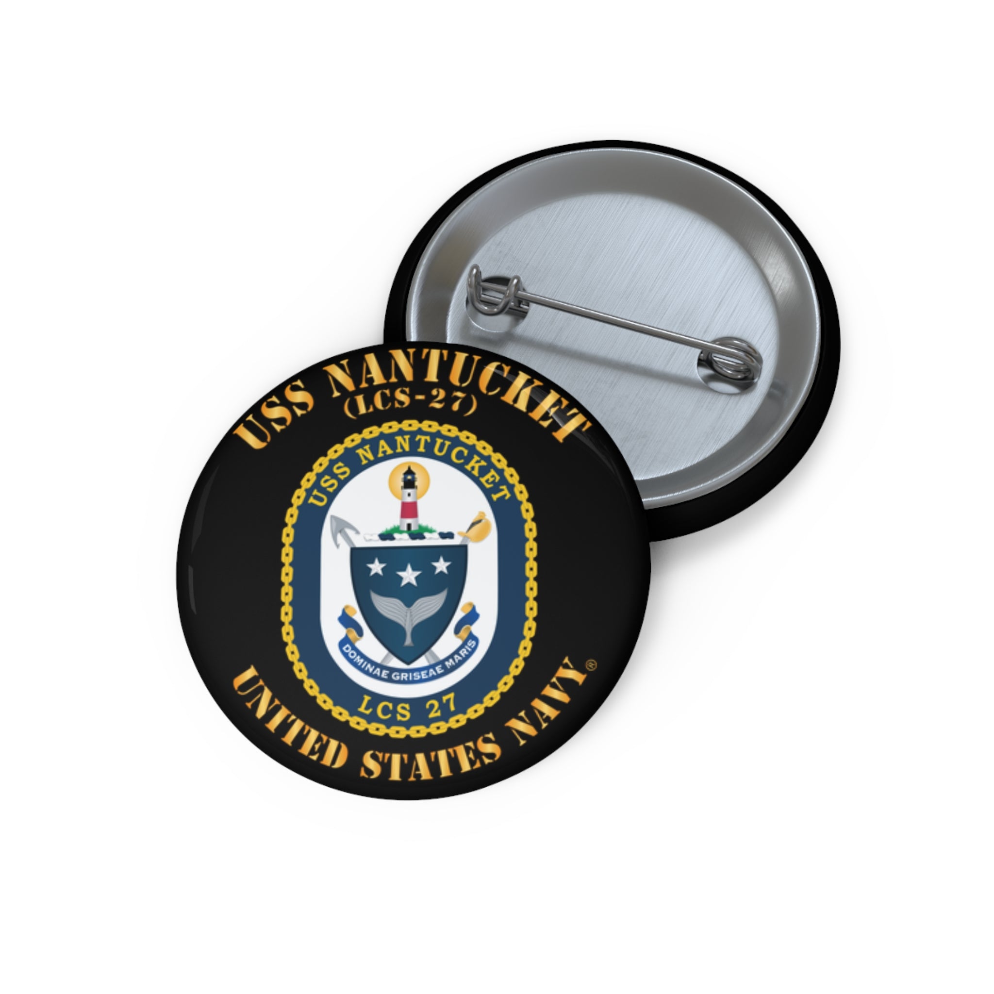 Custom Pin Button - Navy - USS Nantucket (LCS-27)
