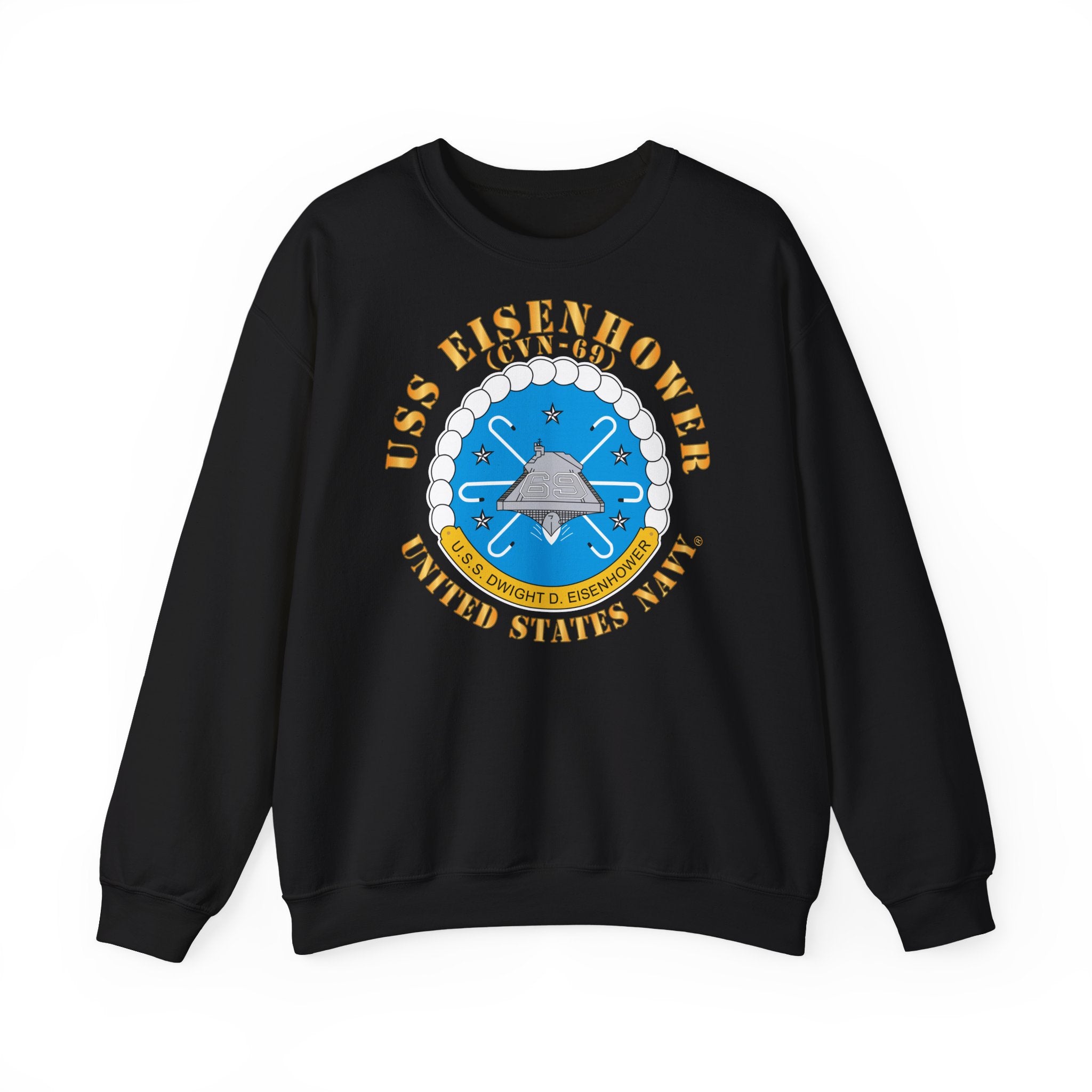 Unisex Heavy Blend™ Crewneck Sweatshirt - USS Dwight D. Eisenhower (CVN-69) Crest with Txt