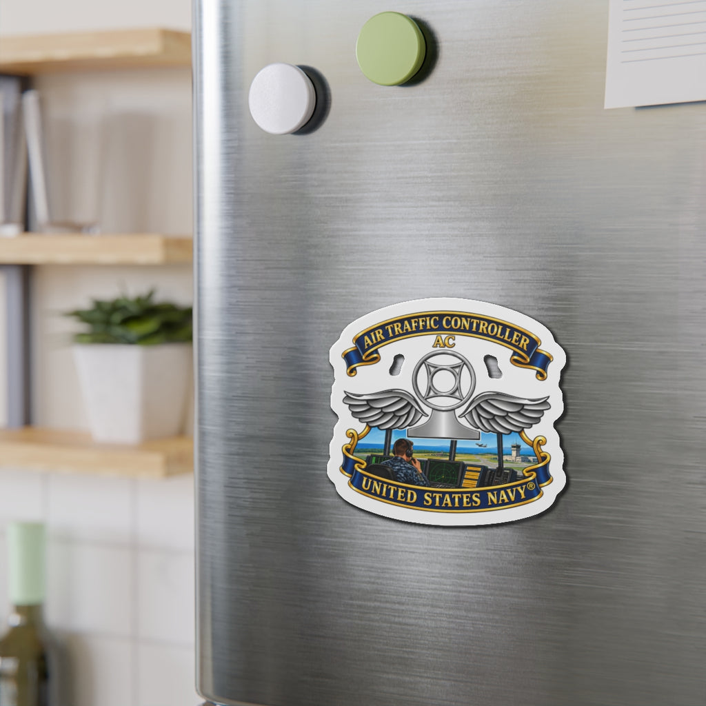 Die-Cut Magnet - Navy - Rate - Air Traffic Controller (AC) - with Scene - 3D - Enhanced