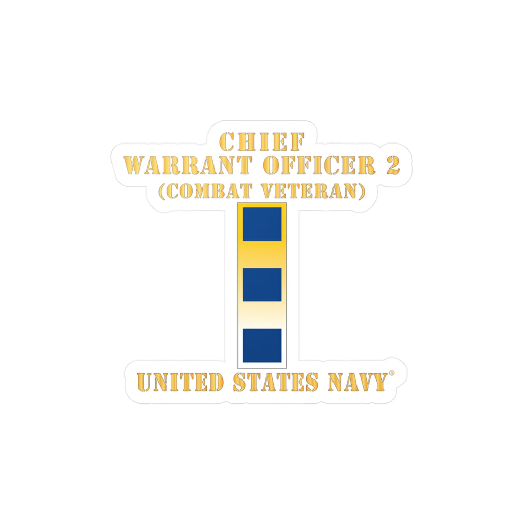 Kiss-Cut Vinyl Decal - Navy - Chief Warrant Officer 2 - CW02 - Combat Veteran