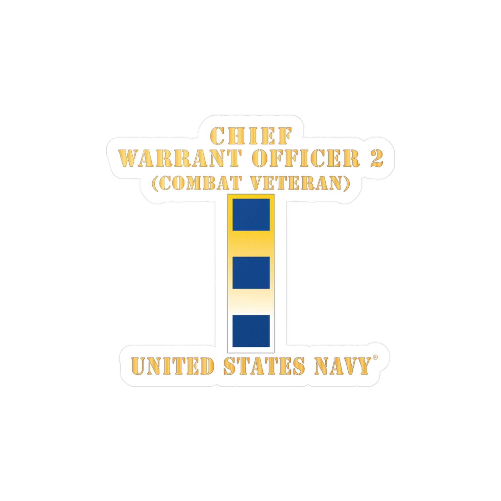 Kiss-Cut Vinyl Decal - Navy - Chief Warrant Officer 2 - CW02 - Combat Veteran