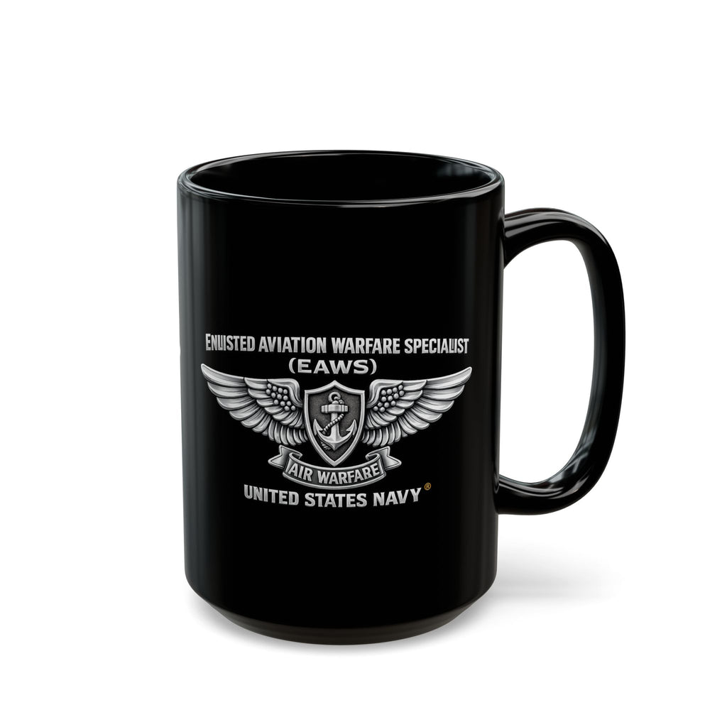 Black Mug (11oz, 15oz) - Navy - Badge - Enlisted Aviation Warfare Specialist
