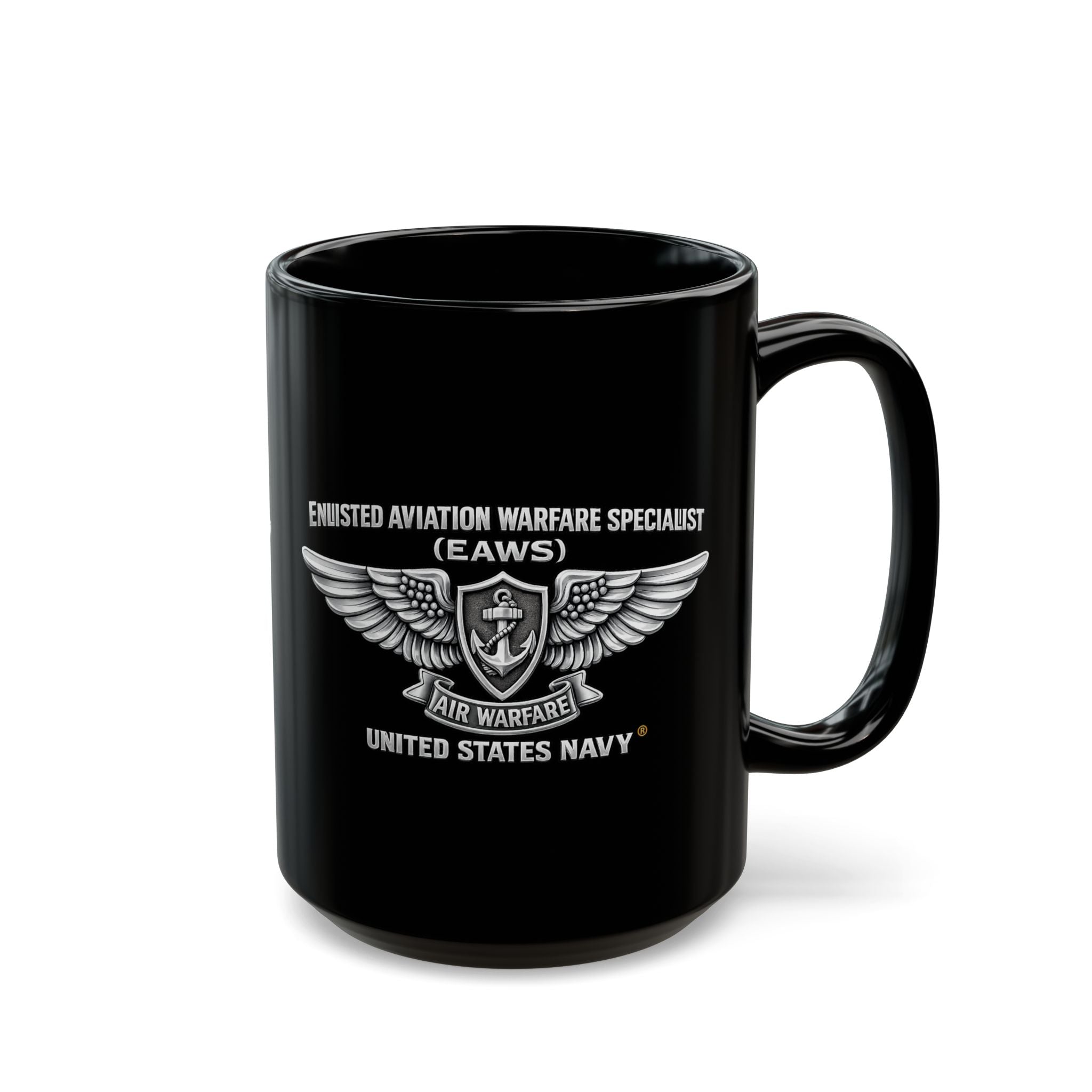 Black Mug (11oz, 15oz) - Navy - Badge - Enlisted Aviation Warfare Specialist