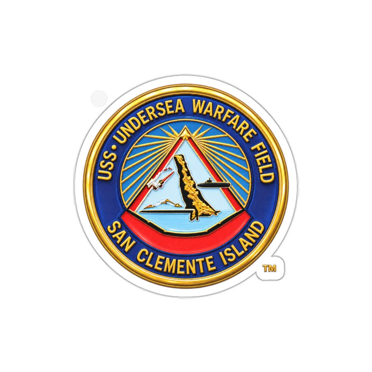 Die-Cut Vinyl Sticker - Navy - USS Undersea Warfare Field - San Clemente Island - Crest - 3D - Enhanced