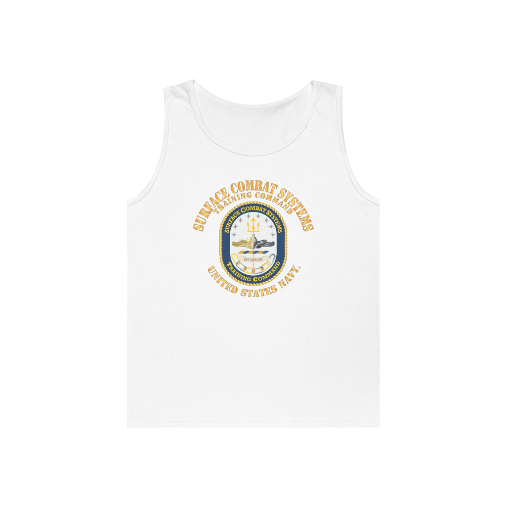 Unisex Heavy Cotton Tank Top - Navy - Surface Combat Systems Training Command - DET MIDLANT