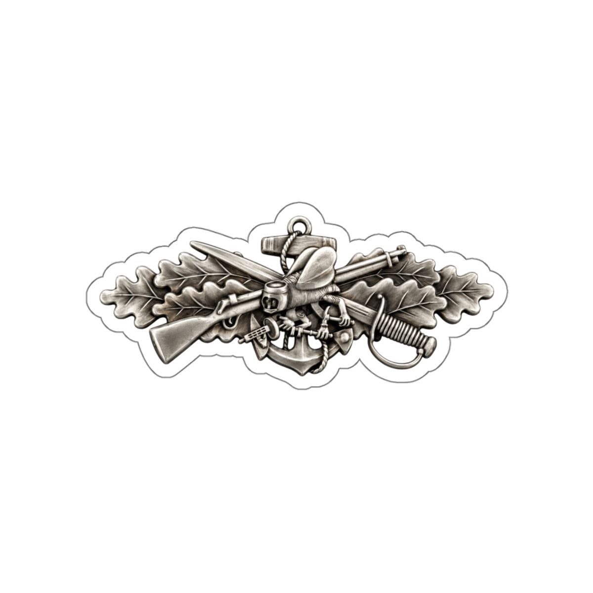 Die-Cut Vinyl Sticker - Navy - Badge - Seabee combat warfare specialist wo txt - Enlisted - 3D - Enhanced
