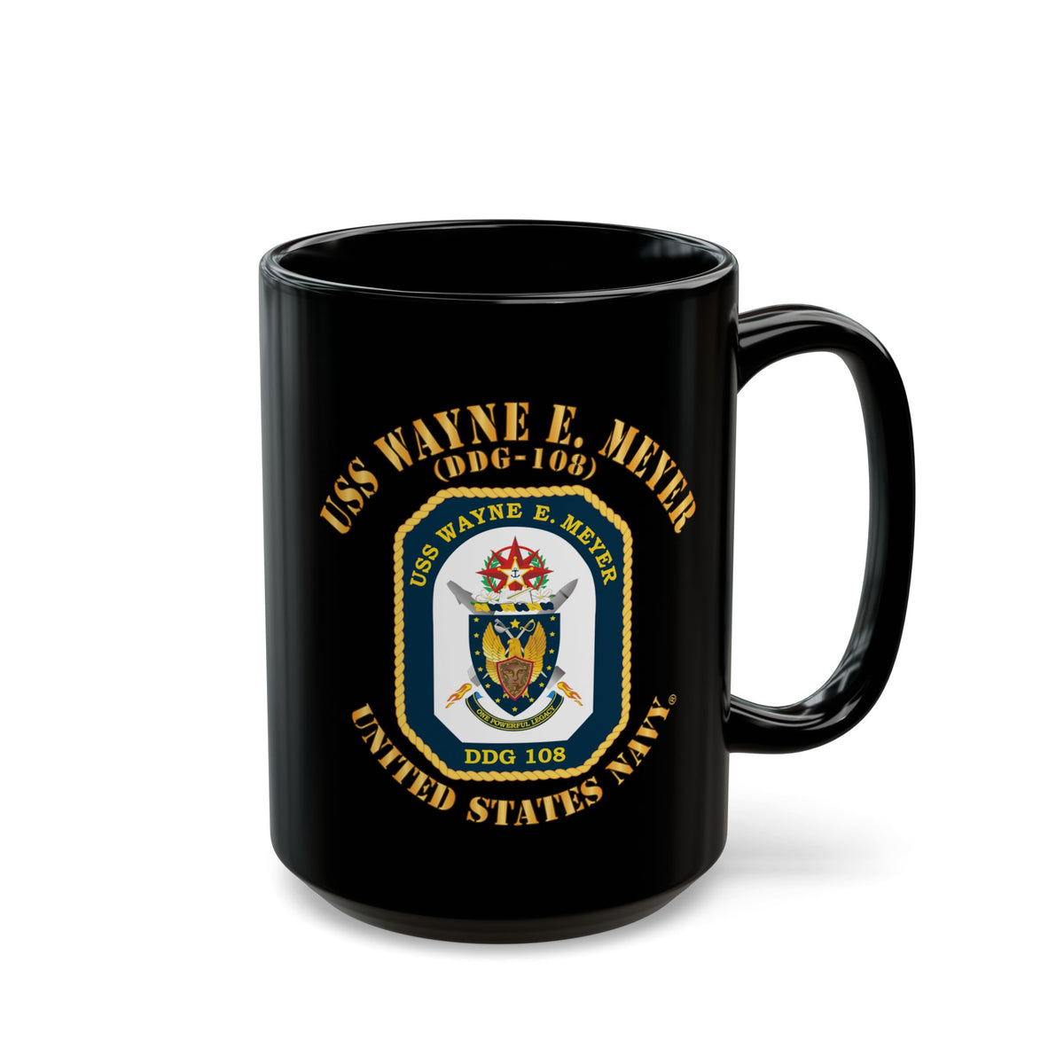 Black Mug (11oz, 15oz) - Navy - USS Wayne E. Meyer (DDG-108) X 300