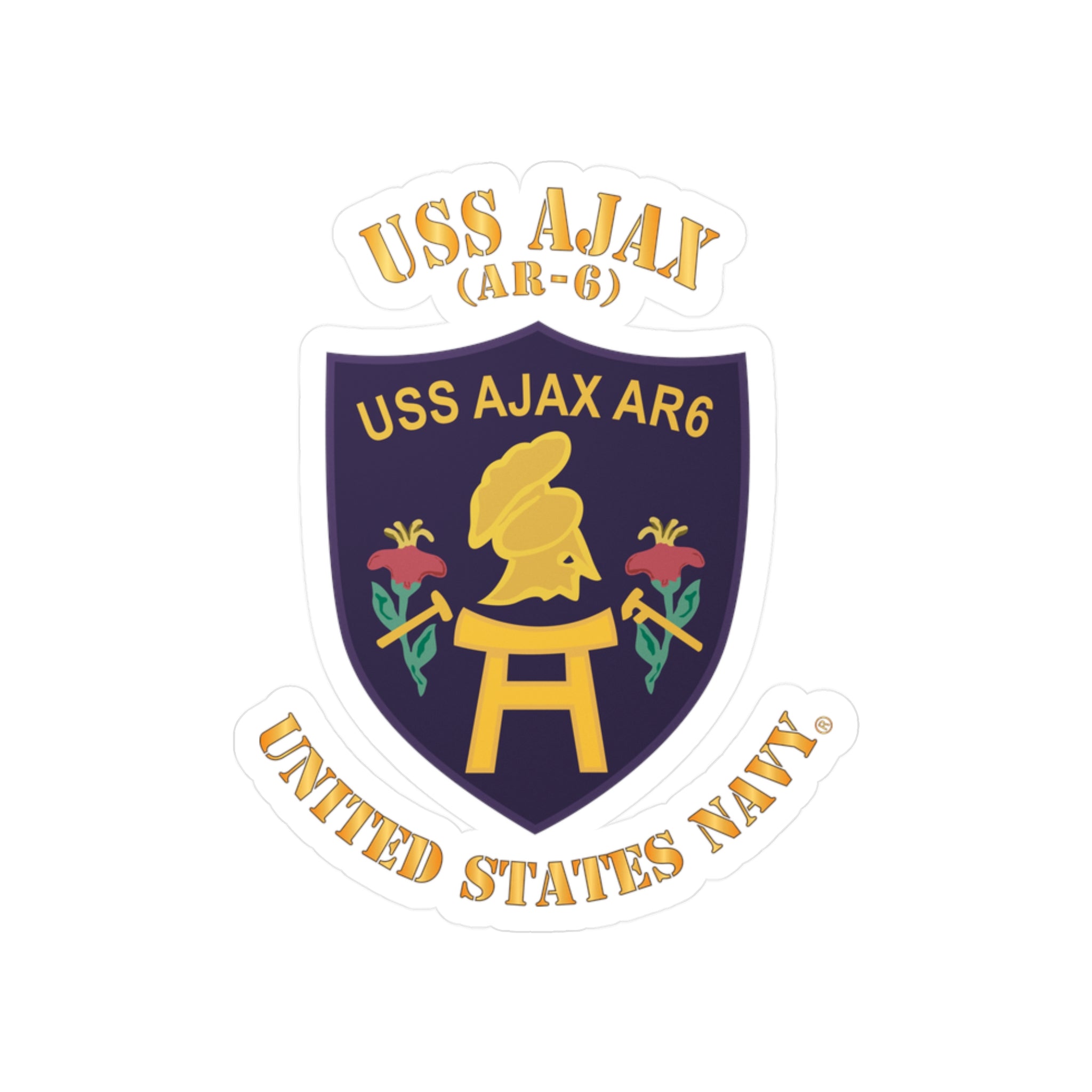 Kiss-Cut Vinyl Decal - Navy - USS Ajax (AR-6)