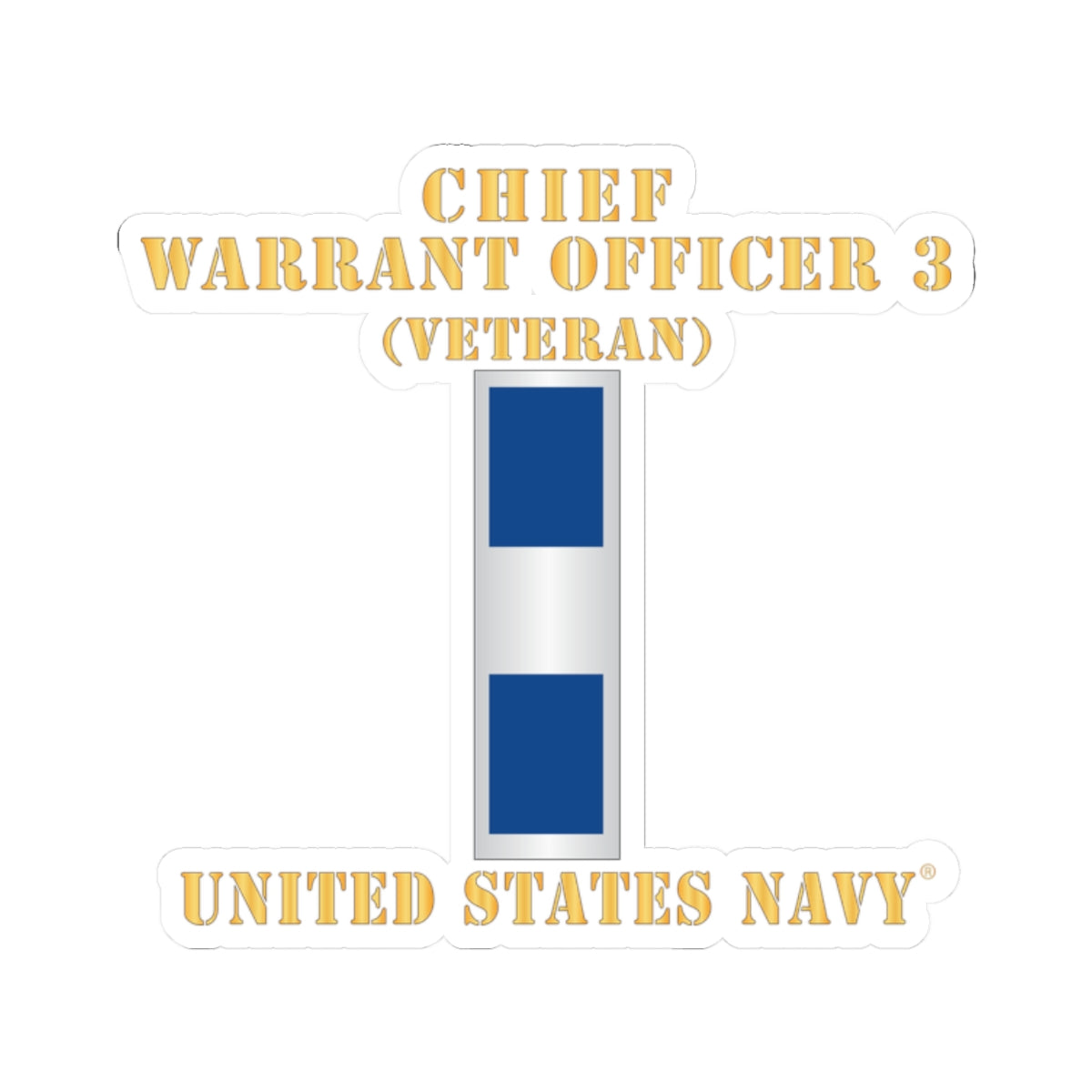 Kiss-Cut Stickers - Navy - Chief Warrant Officer 3 - CW03 - Veteran