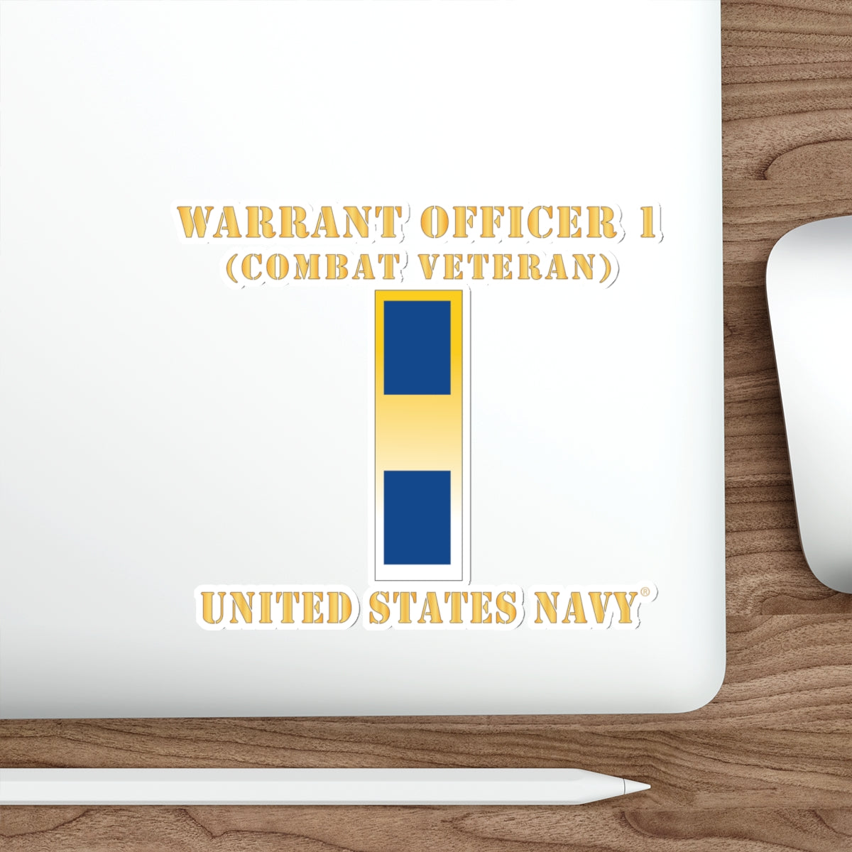 Die-Cut Vinyl Sticker - Navy - Warrant Officer 1 - Combat Veteran