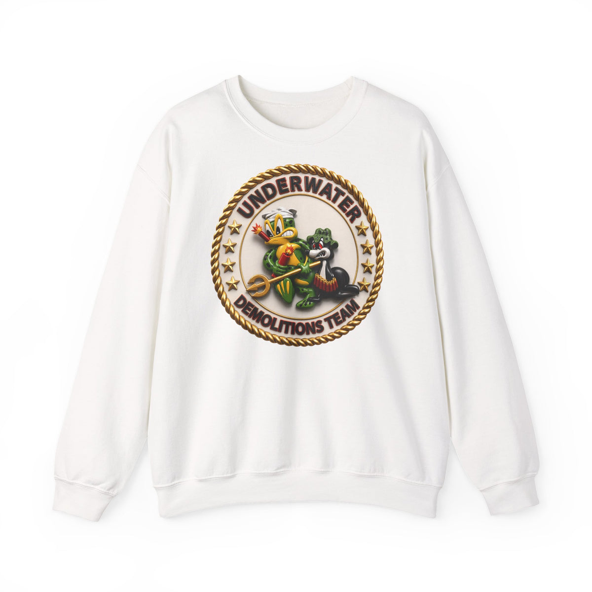 Unisex Heavy Blend™ Crewneck Sweatshirt - Navy - SOF - Underwater Demolitions Team - Sammy - Freddie - 3D - Enhanced