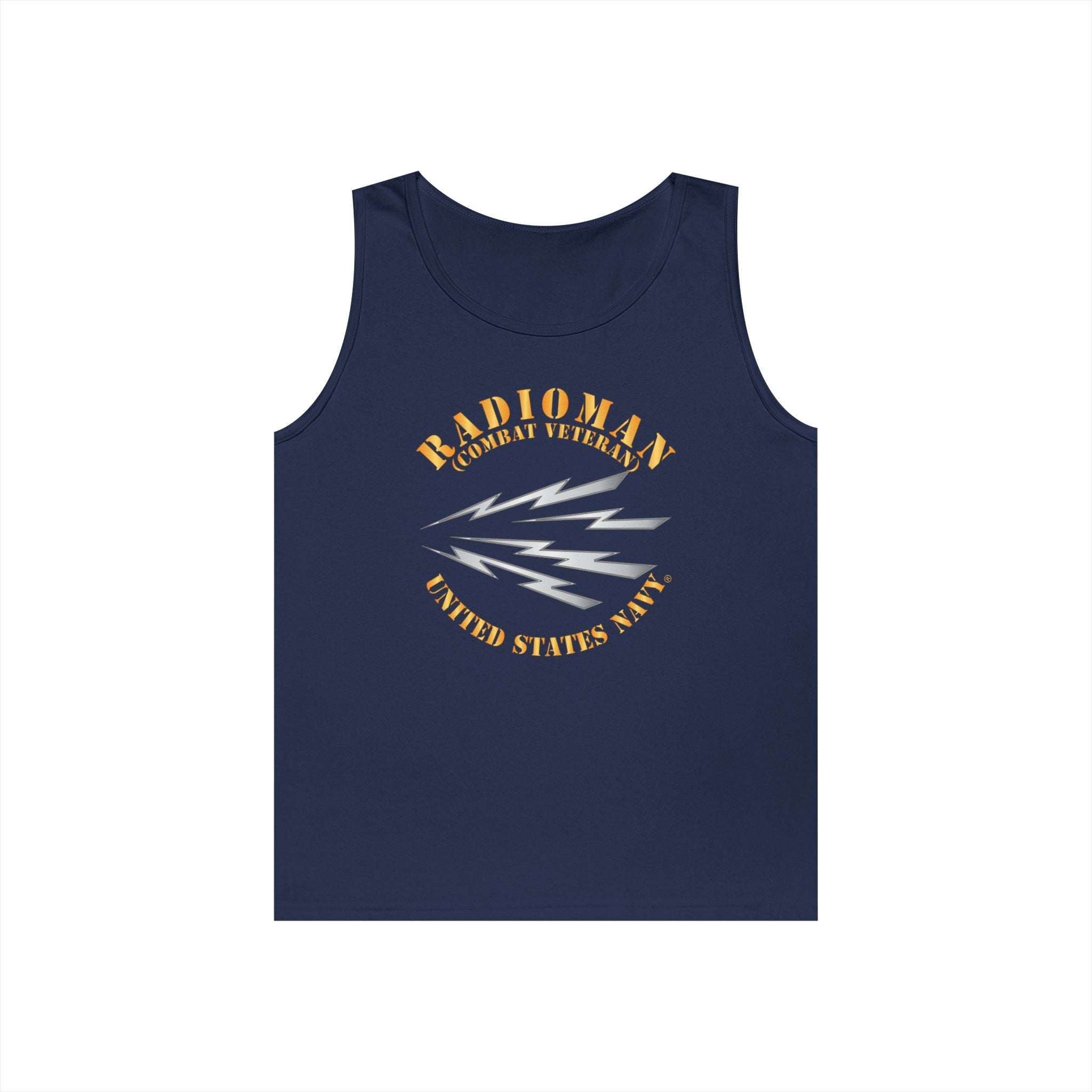 Unisex Heavy Cotton Tank Top - Navy - Rate - Radioman (RM) - Combat Veteran