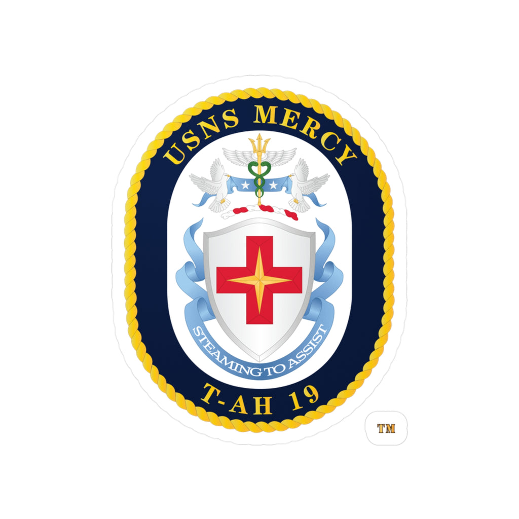 Kiss-Cut Vinyl Decal - Navy - USNS Mercy (T-AH-19) - Crest wo Txt