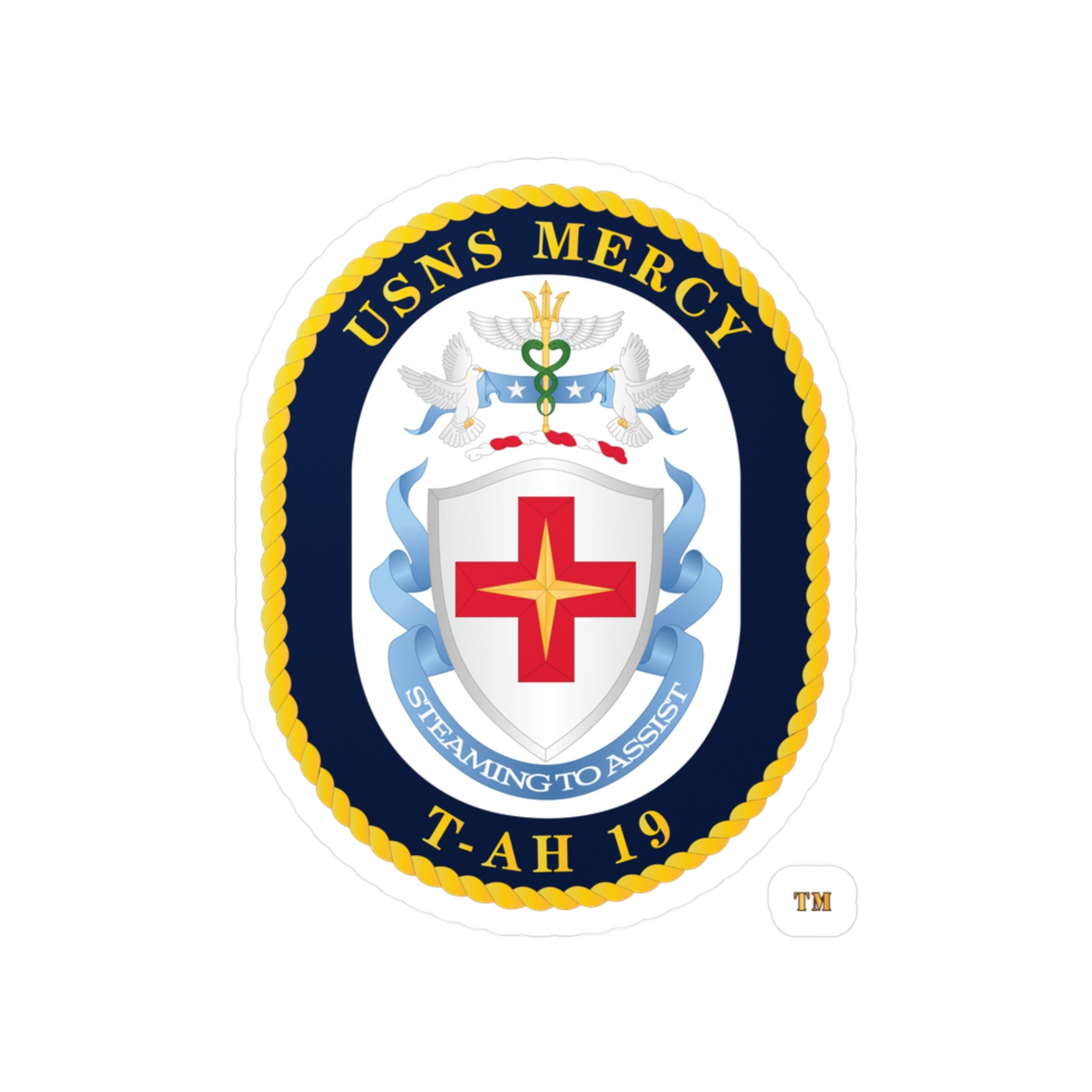 Kiss-Cut Vinyl Decal - Navy - USNS Mercy (T-AH-19) - Crest wo Txt