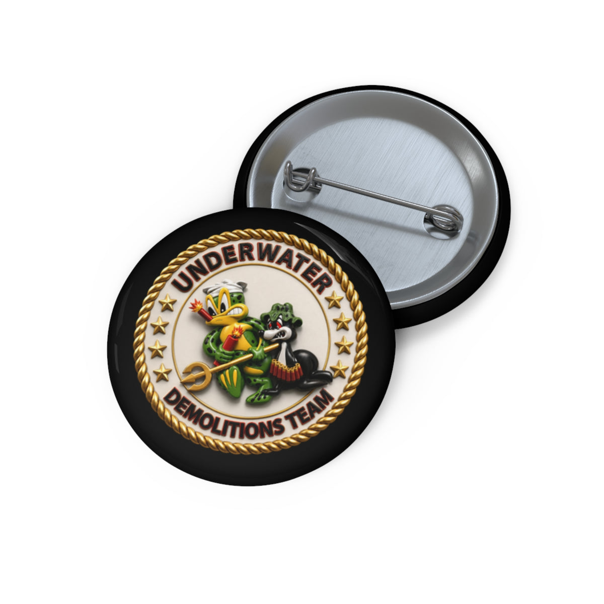 Pin Button - Navy - SOF - Underwater Demolitions Team - Sammy - Freddie - 3D - Enhanced