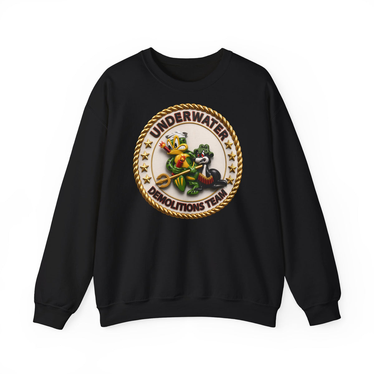 Unisex Heavy Blend™ Crewneck Sweatshirt - Navy - SOF - Underwater Demolitions Team - Sammy - Freddie - 3D - Enhanced