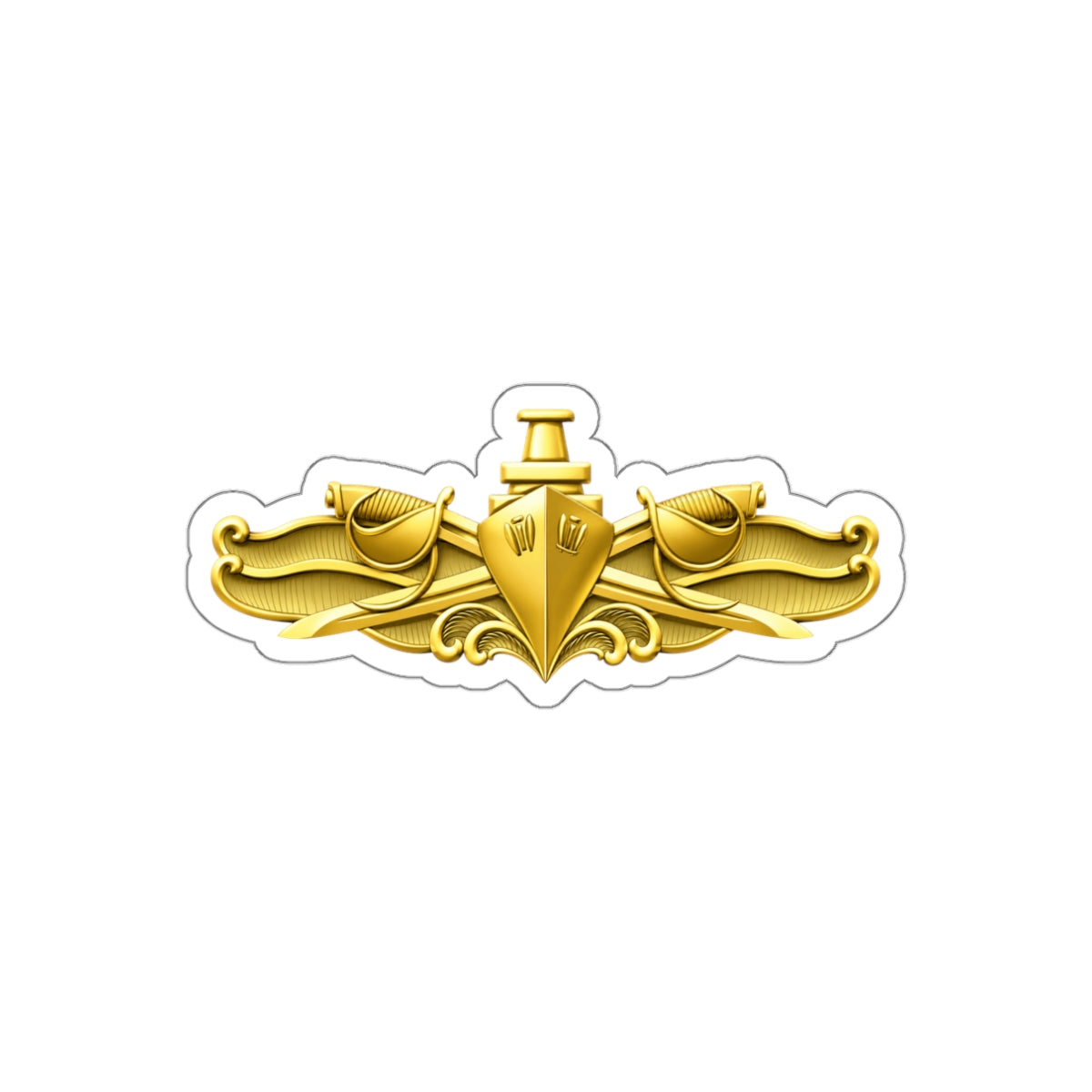 Die-Cut Vinyl Sticker - Navy - Badge - Surface Warfare Officer (SWO) wo txt - 3D - Enhanced