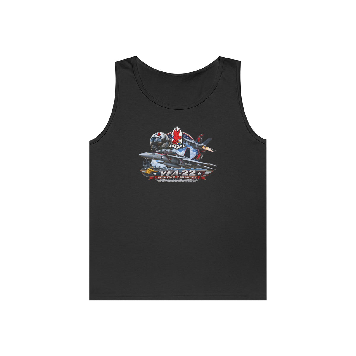 Unisex Heavy Cotton Tank Top - Strike Fighter Squadron 22nd - AC - Fighting Redcocks - 3D - Enhanced