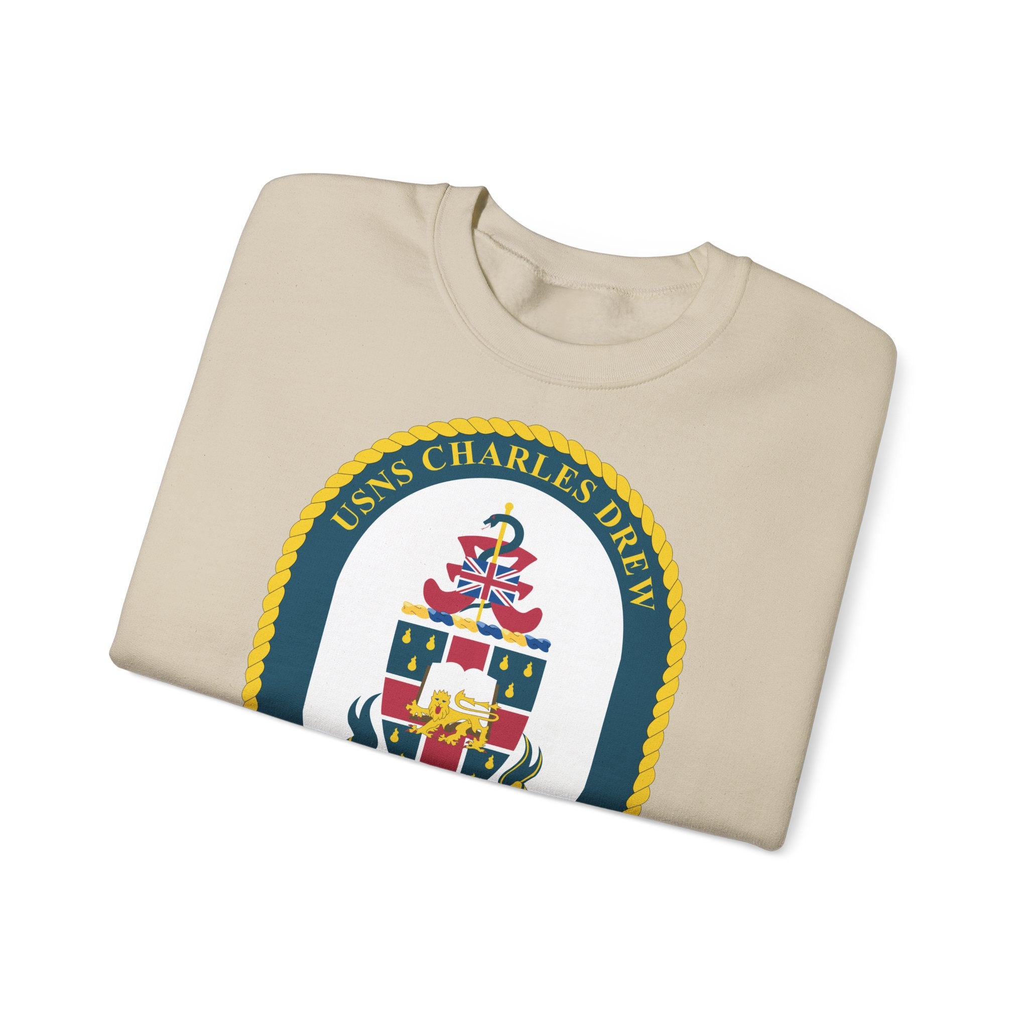 Unisex Heavy Blend™ Crewneck Sweatshirt - Navy - USNS Charles Drew (T-AKE 10) wo txt