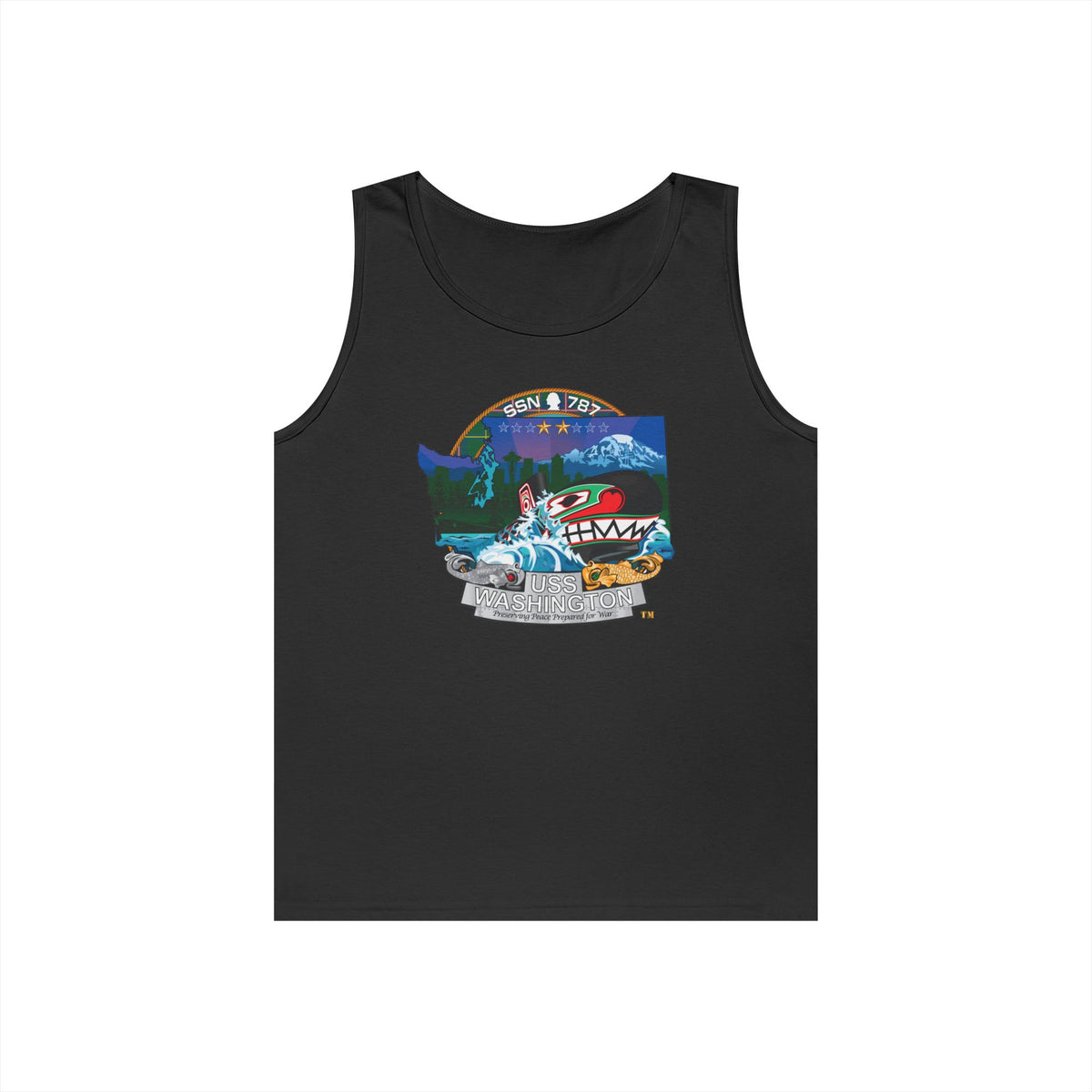 Unisex Heavy Cotton Tank Top - Navy - USS Washington (SSN-787) wo txt X 300