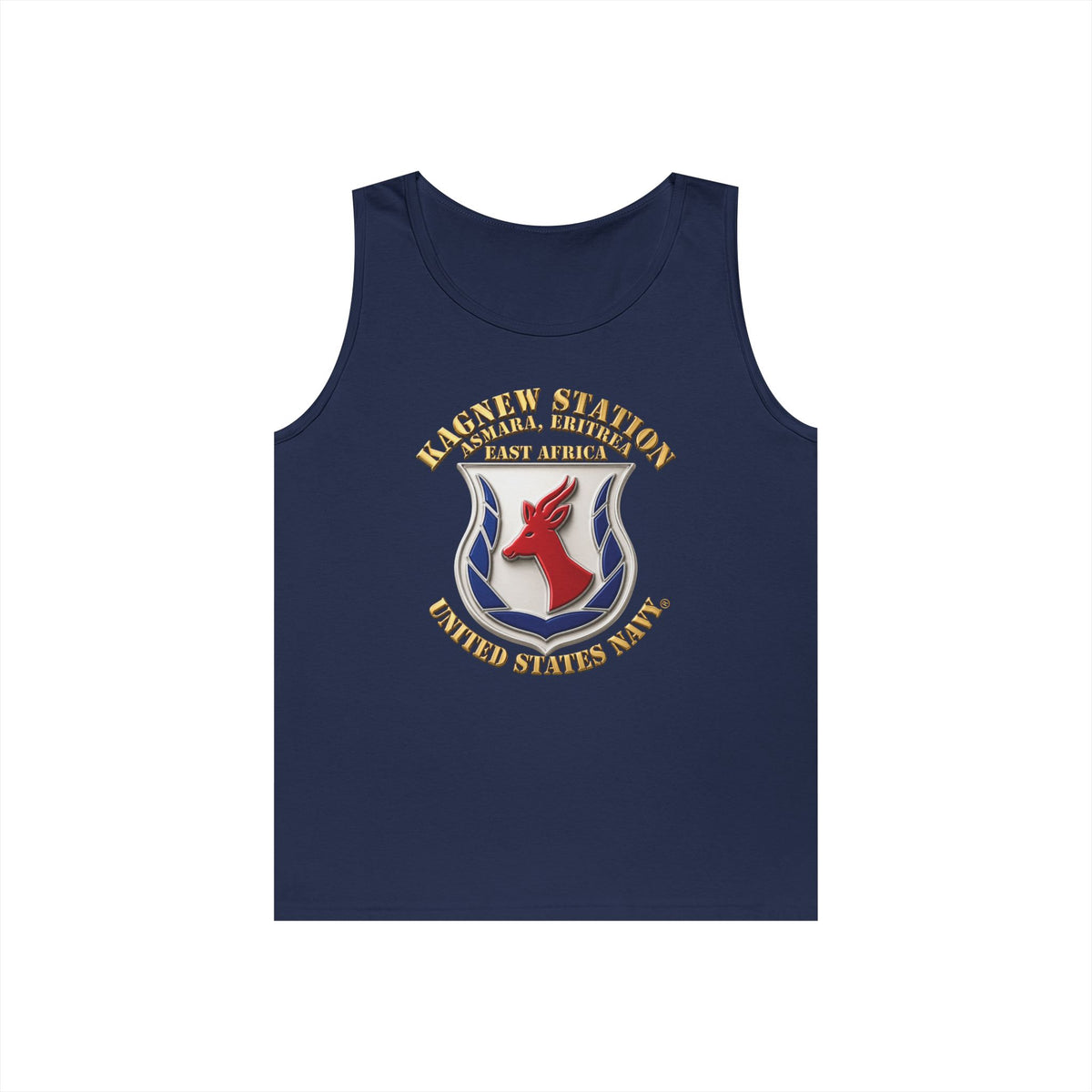 Unisex Heavy Cotton Tank Top - Navy - Kagnew Station - Asmara, Eritrea - East Africa - 3D X 300