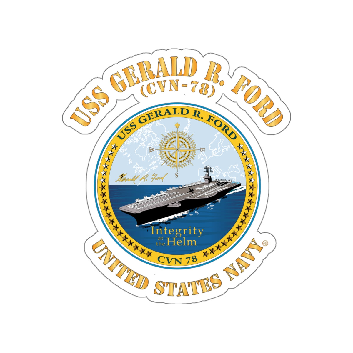 Die-Cut Vinyl Sticker - Navy - USS Gerald R. Ford (CVN-78)
