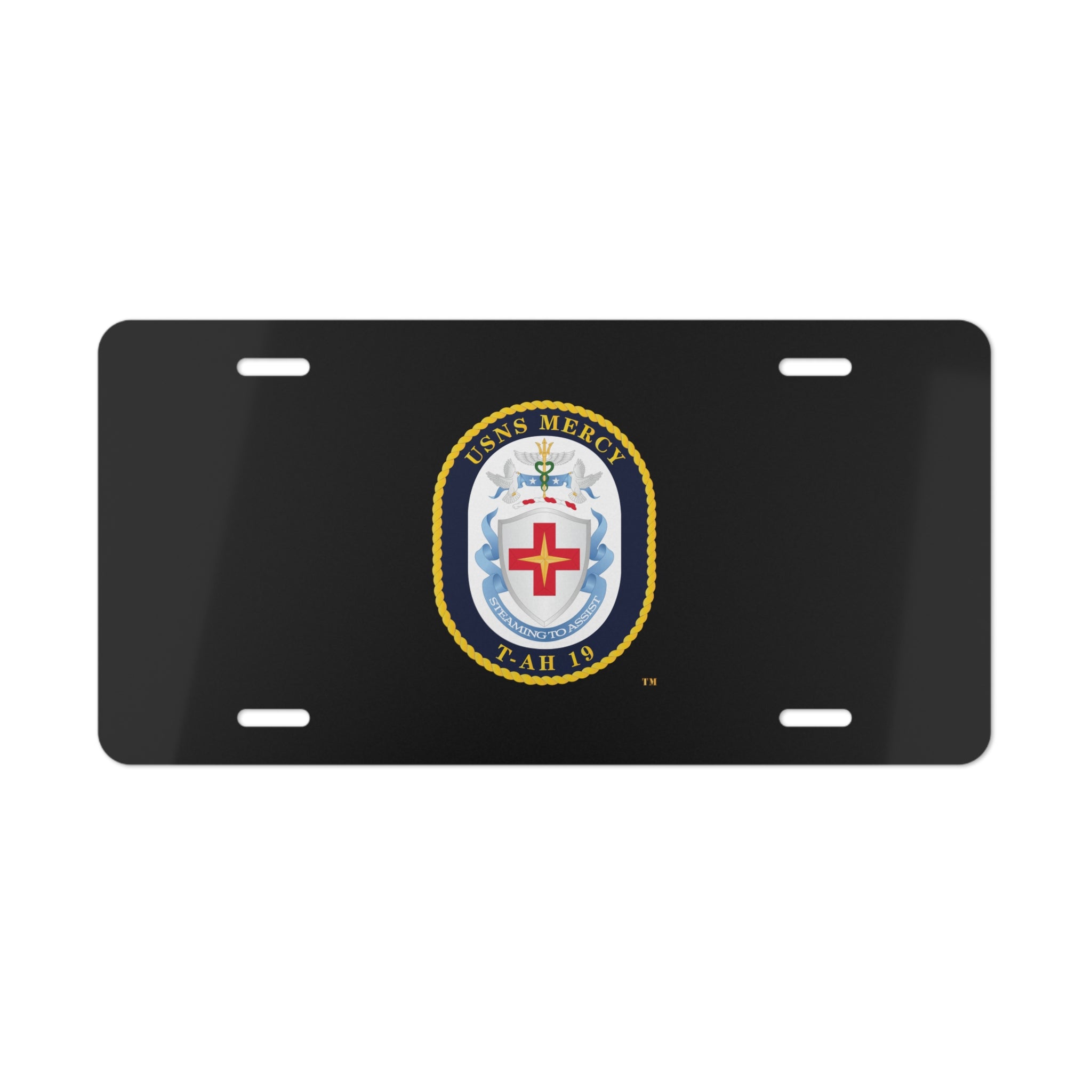 Vanity License Plate - Navy - USNS Mercy (T-AH-19) - Crest wo Txt
