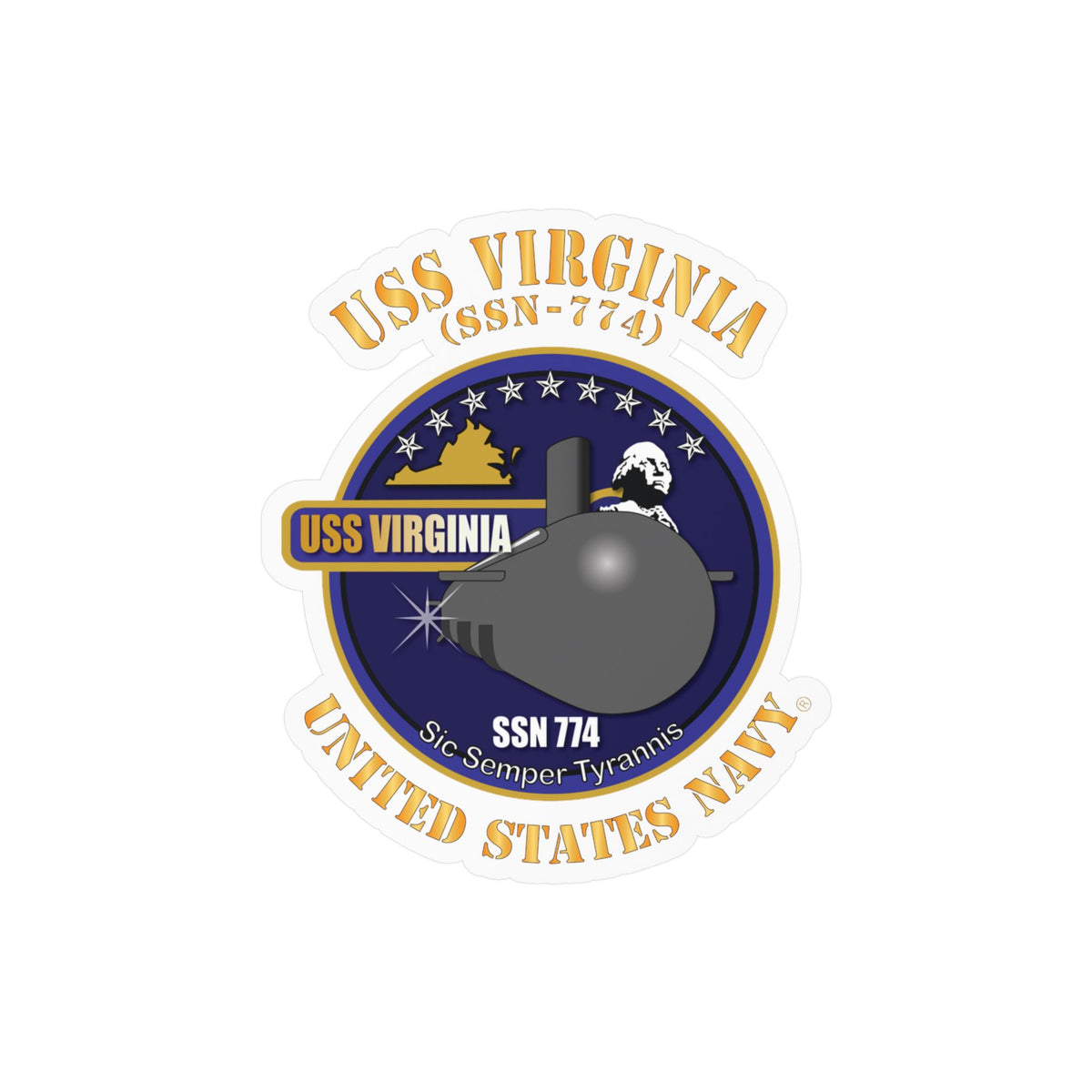 Kiss-Cut Vinyl Decal - Navy - USS Virginia (SSN-774) X 300