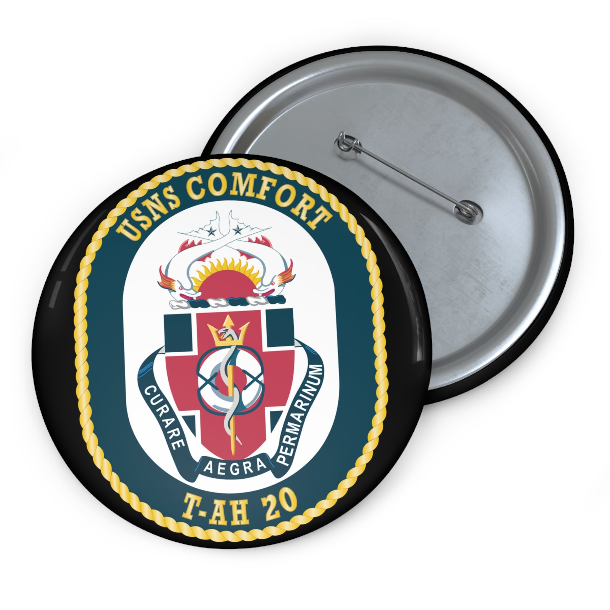 Custom Pin Button - Navy - USNS Comfort (T-AH 20) wo txt