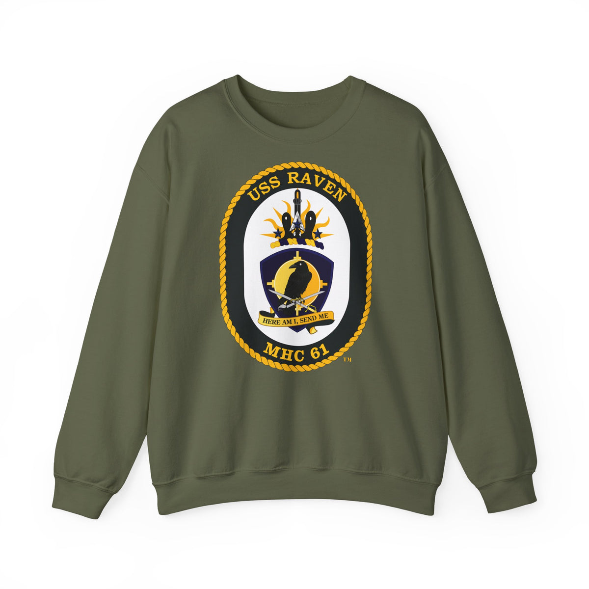 Unisex Heavy Blend™ Crewneck Sweatshirt - Navy - USS Raven (MHC-61) wo txt
