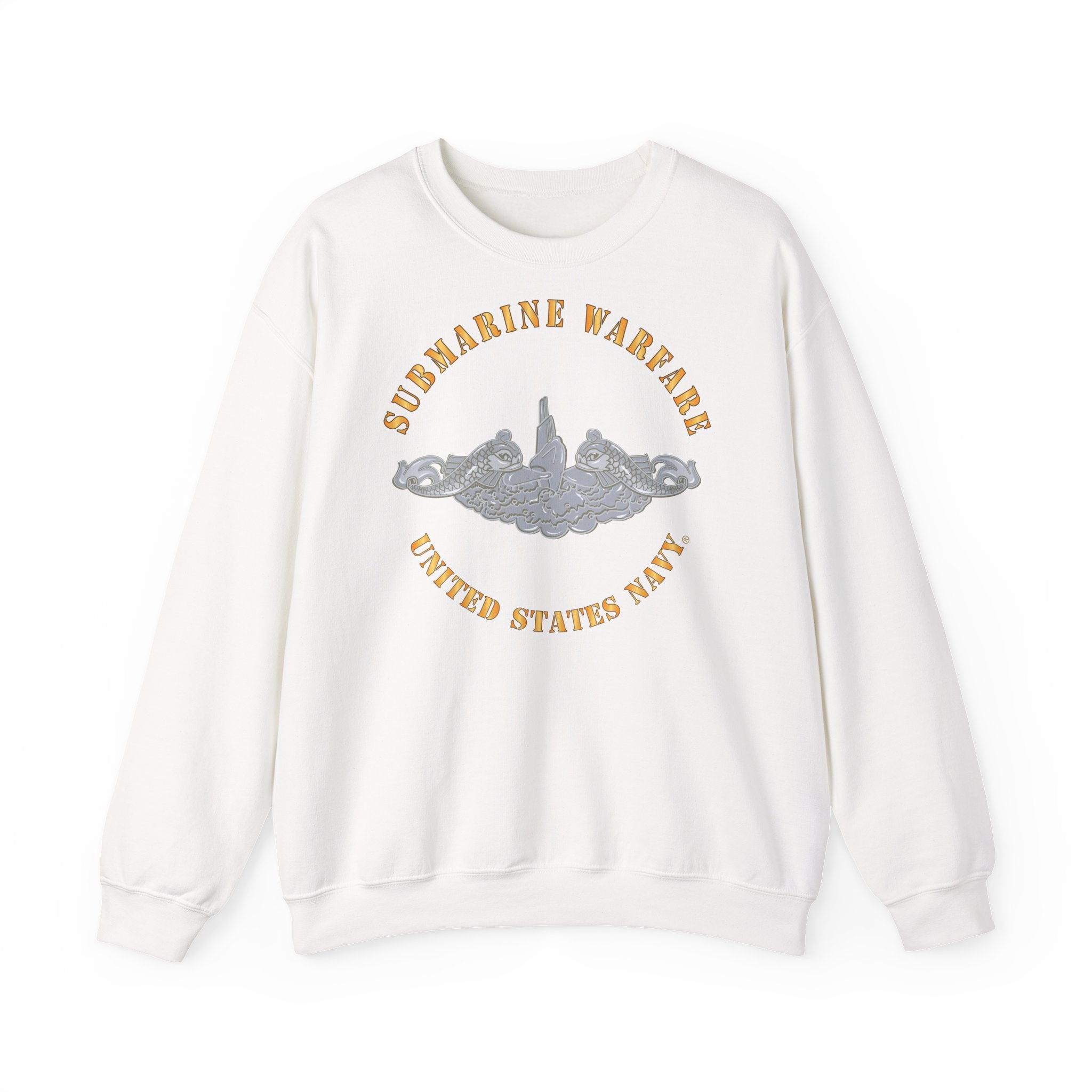 Unisex Heavy Blend™ Crewneck Sweatshirt - Navy - Submarine Badge - Silver