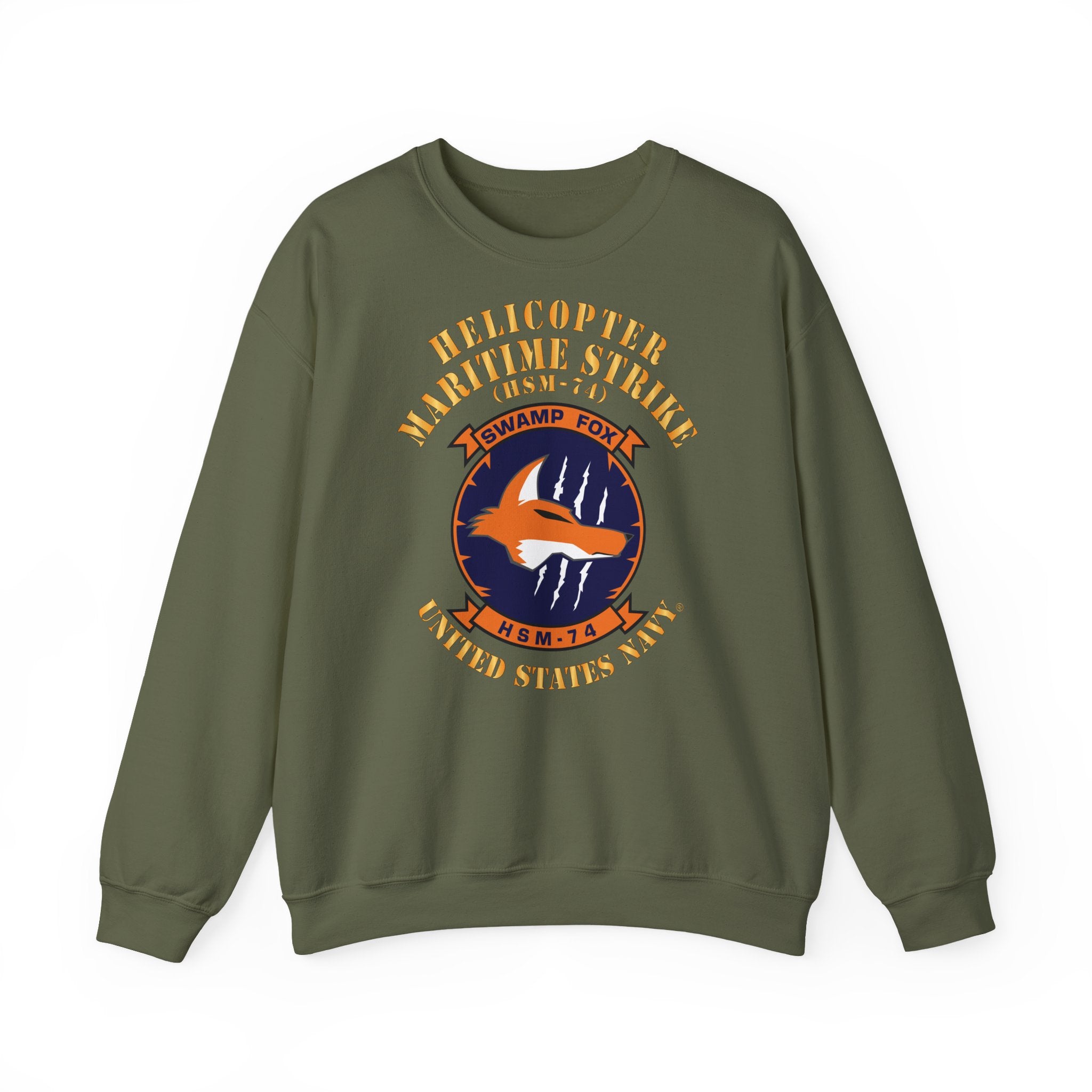 Unisex Heavy Blend™ Crewneck Sweatshirt - Navy - Helicopter Maritime Strike Seven Four (HSM-74)