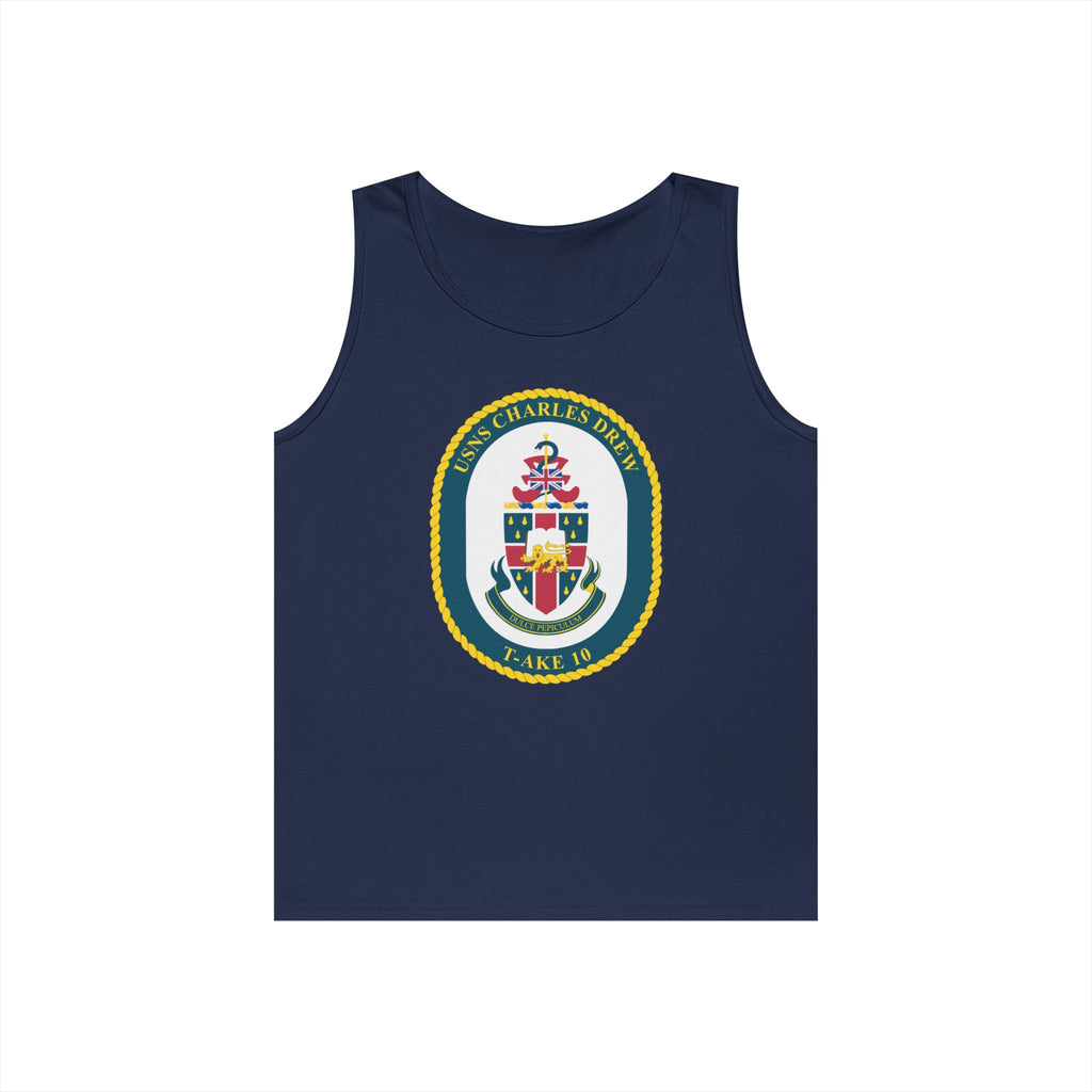 Unisex Heavy Cotton Tank Top - Navy - USNS Charles Drew (T-AKE 10) wo txt