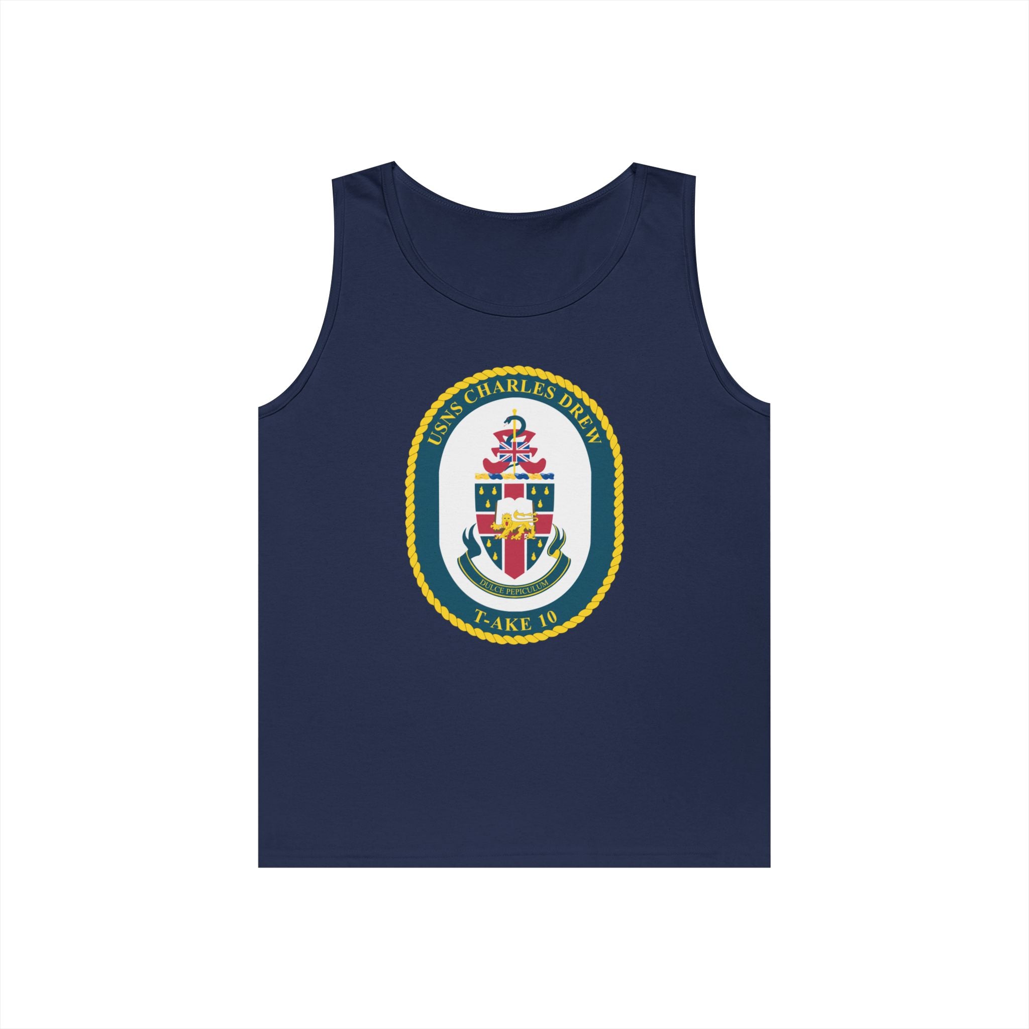 Unisex Heavy Cotton Tank Top - Navy - USNS Charles Drew (T-AKE 10) wo txt