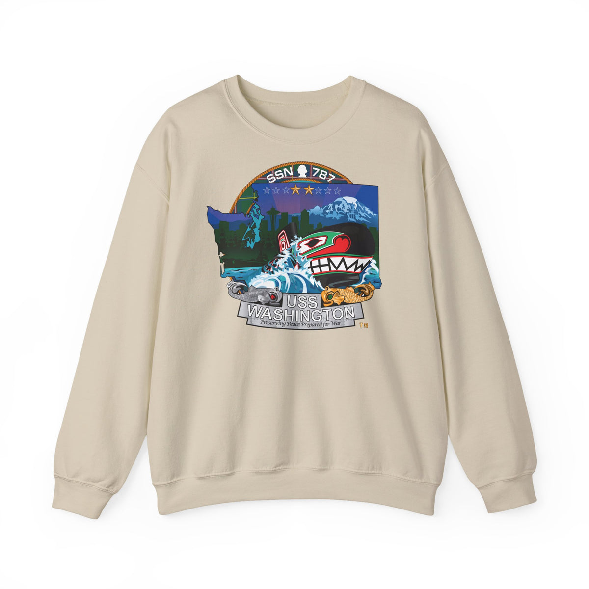 Unisex Heavy Blend™ Crewneck Sweatshirt -  Navy - USS Washington (SSN-787) wo txt X 300