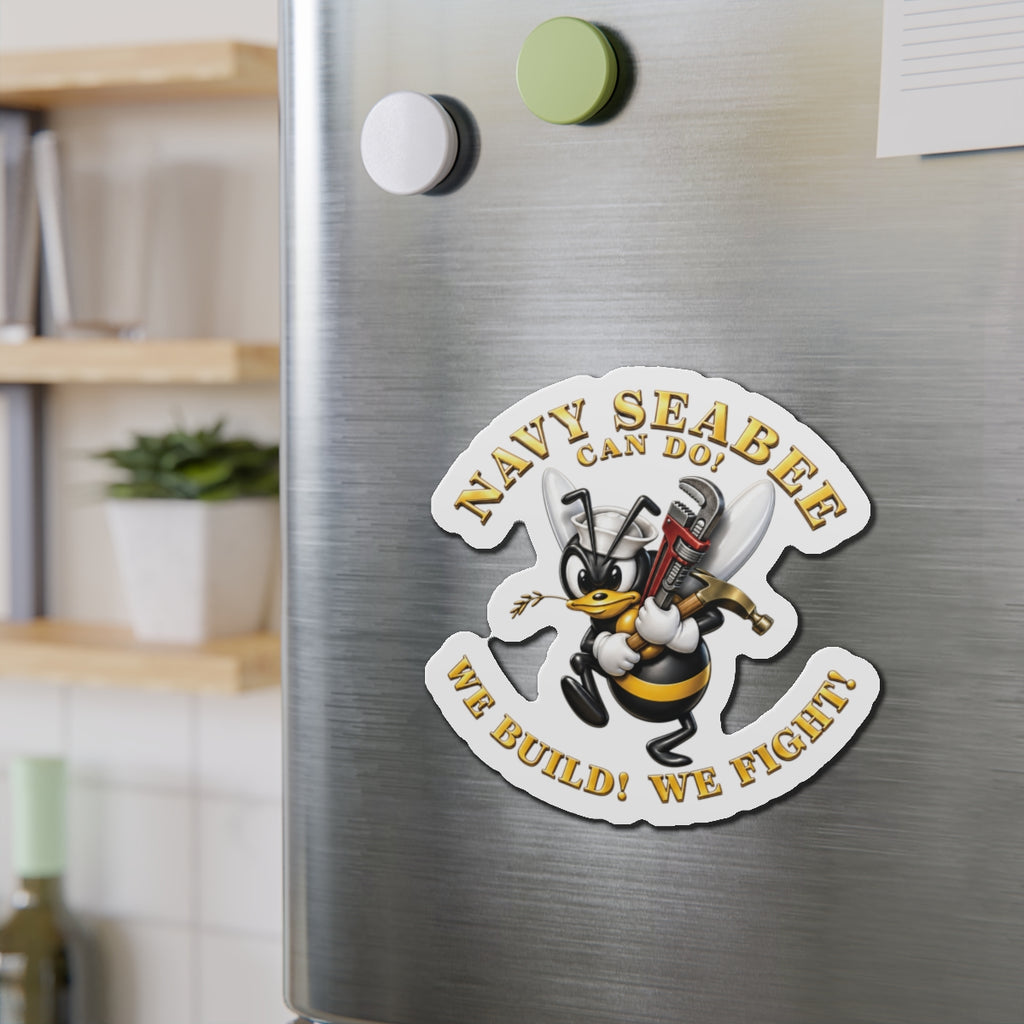Die-Cut Magnet - Navy - Navy SeaBee - w Wrench and Hammer - 3D - Enhanced X 300