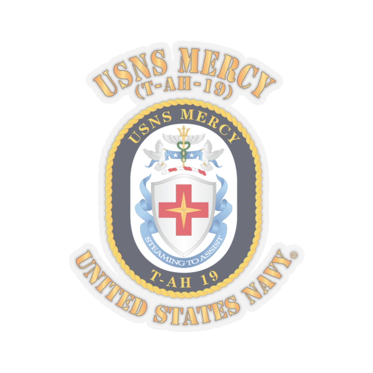 Kiss-Cut Stickers - Navy - USNS Mercy (T-AH-19)