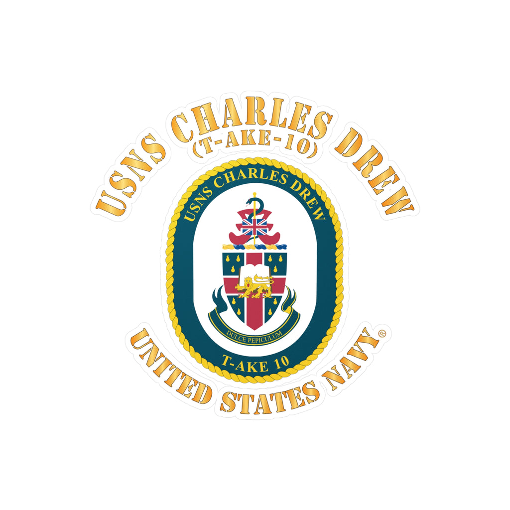 Kiss-Cut Vinyl Decal - Navy - USNS Charles Drew (T-AKE 10)