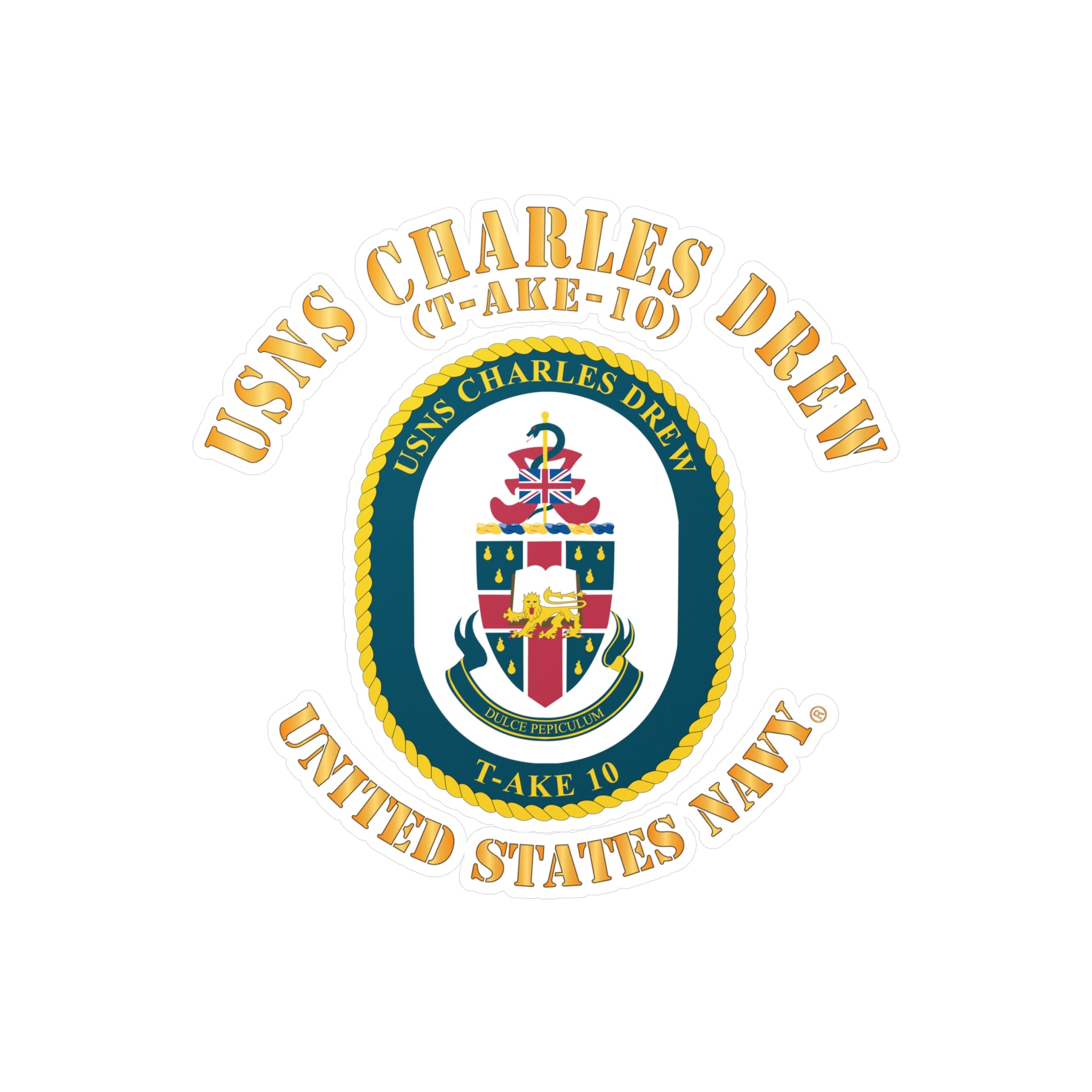 Kiss-Cut Vinyl Decal - Navy - USNS Charles Drew (T-AKE 10)