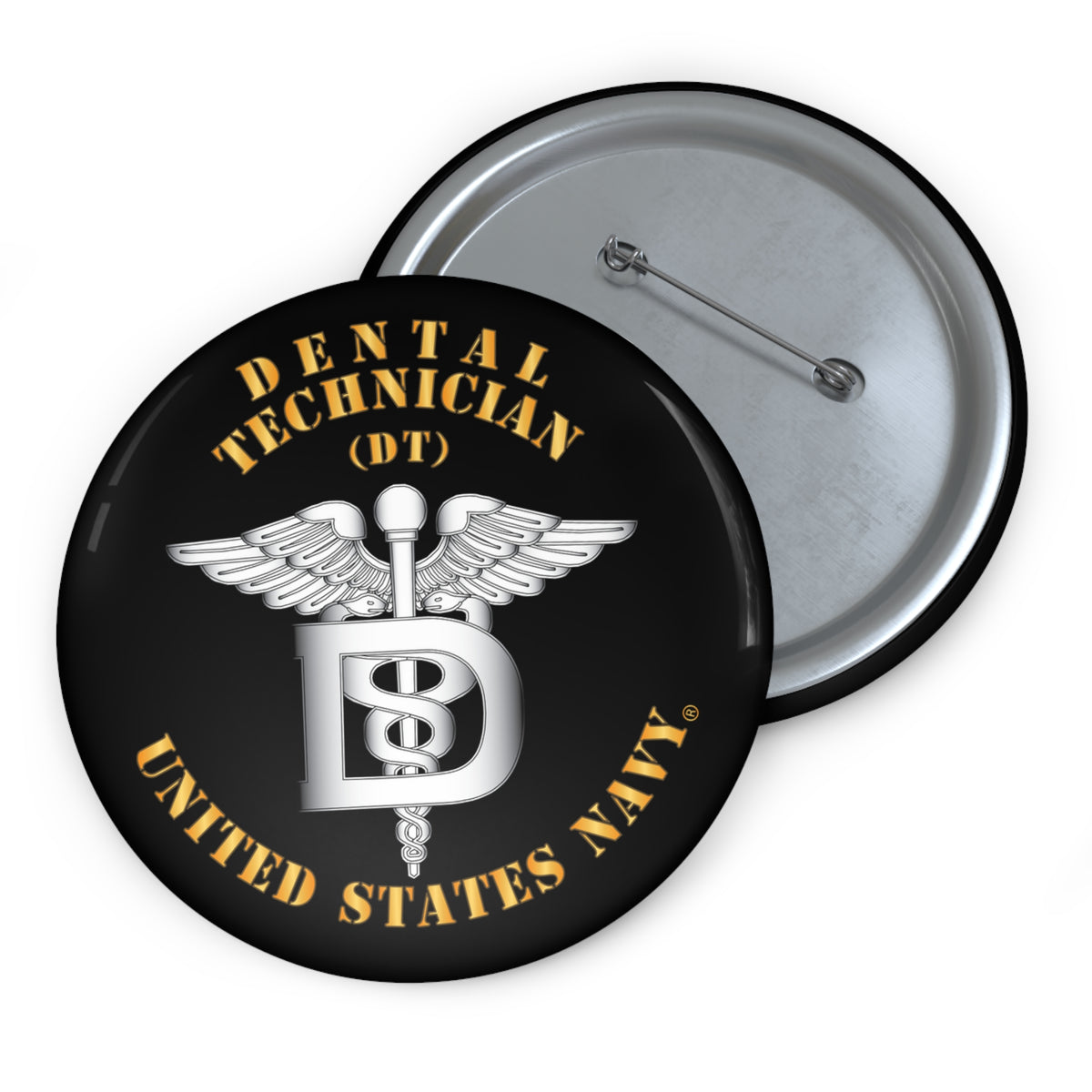 Pin Button - Navy - Rate - Dental Technician (DT)